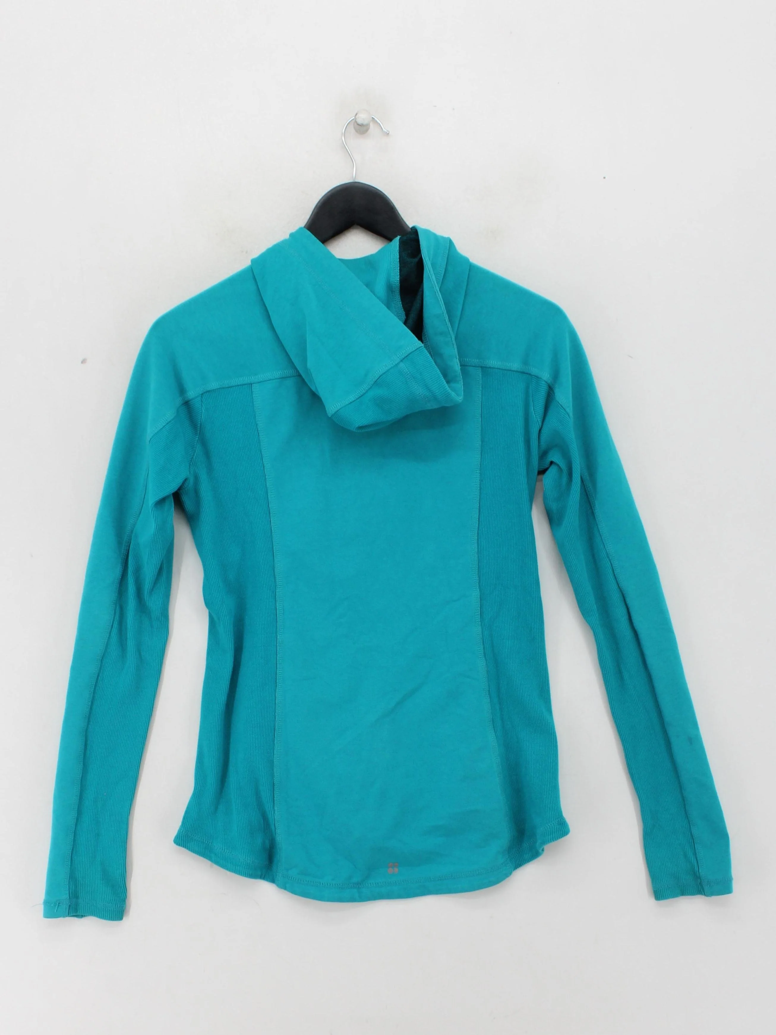 Sweaty Betty Women's Hoodie M Blue Cotton with Polyester, Elastane Pullover - Image 2