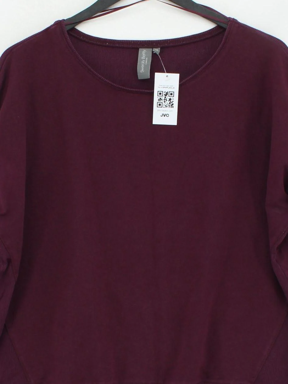Sweaty Betty Women's Hoodie M Purple Cotton with Polyester, Elastane Pullover - Image 3