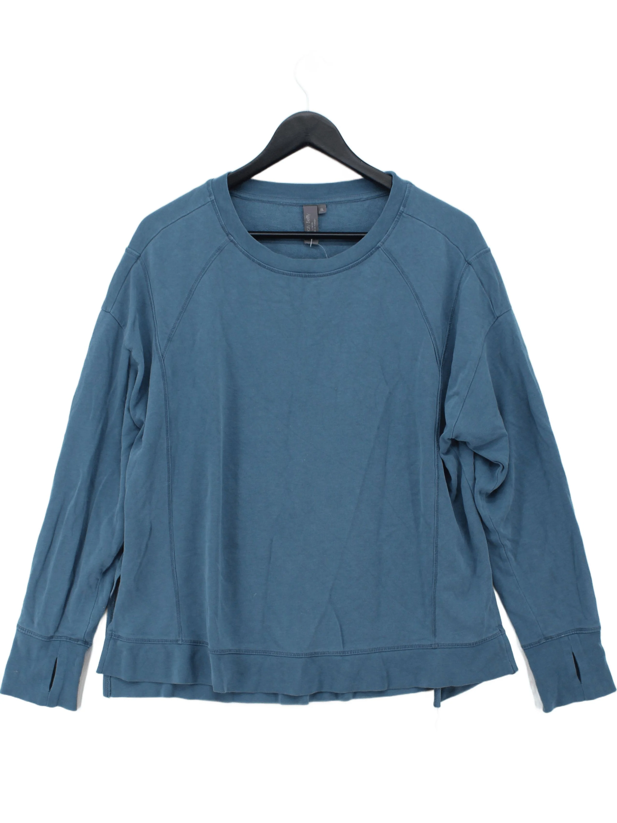 Sweaty Betty Women's Hoodie XL Blue Cotton with Lyocell Modal Pullover