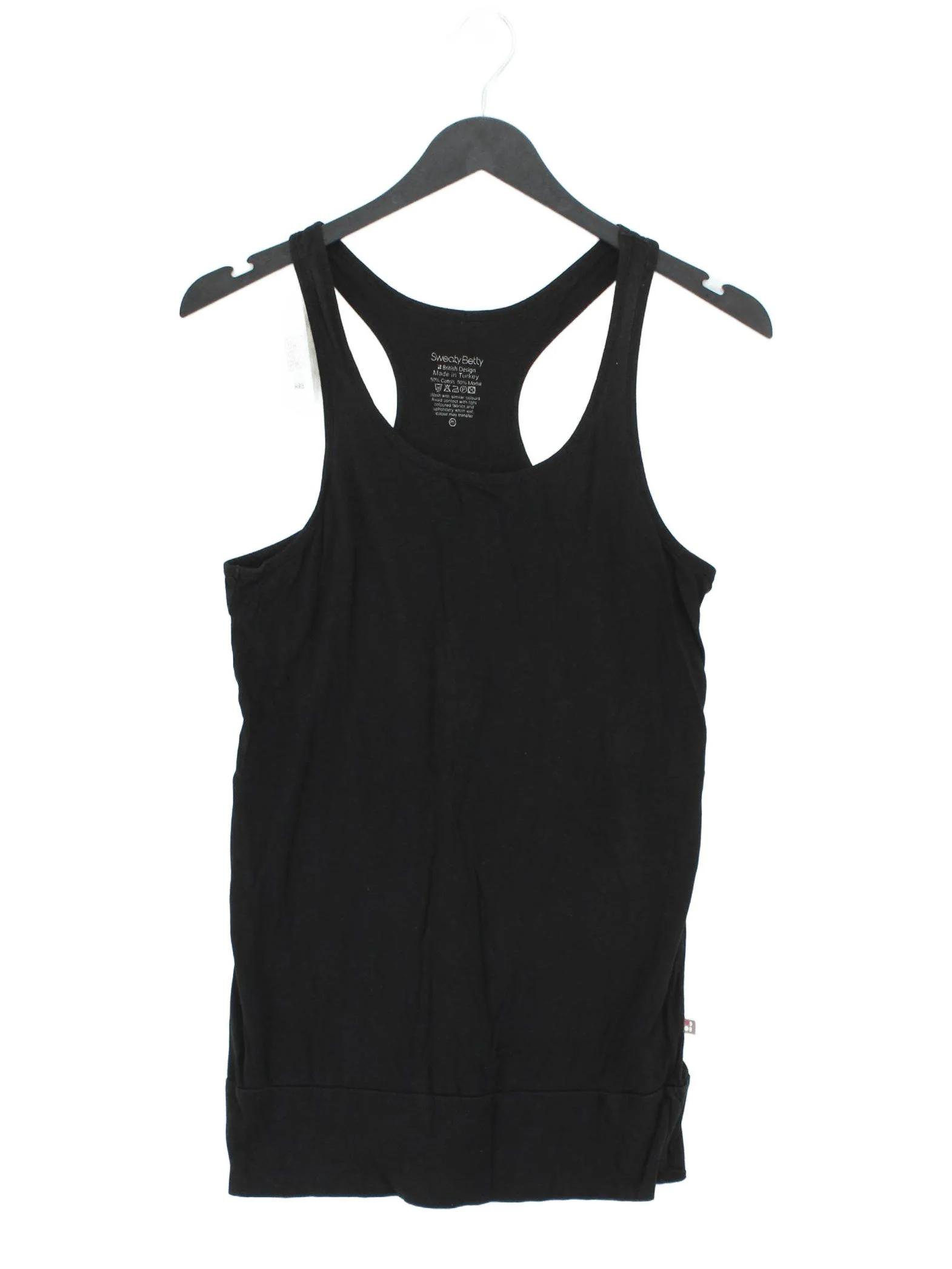 Sweaty Betty Women's T-Shirt M Black Cotton with Lyocell Modal Sleeveless Basic