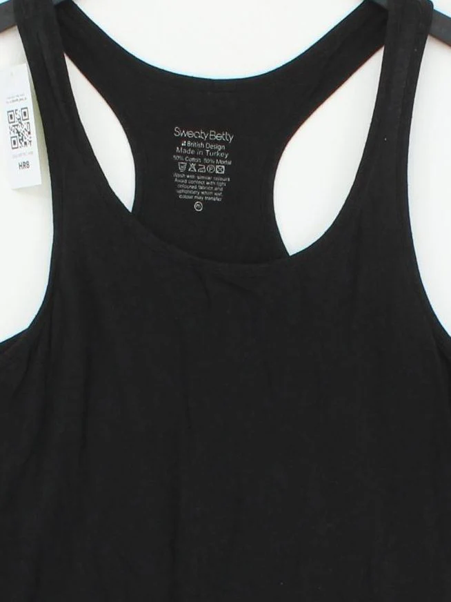 Sweaty Betty Women's T-Shirt M Black Cotton with Lyocell Modal Sleeveless Basic - Image 3
