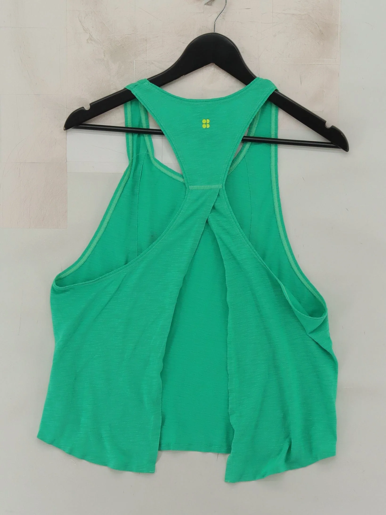 Sweaty Betty Women's T-Shirt M Green Polyester with Cotton Sleeveless Basic - Image 2