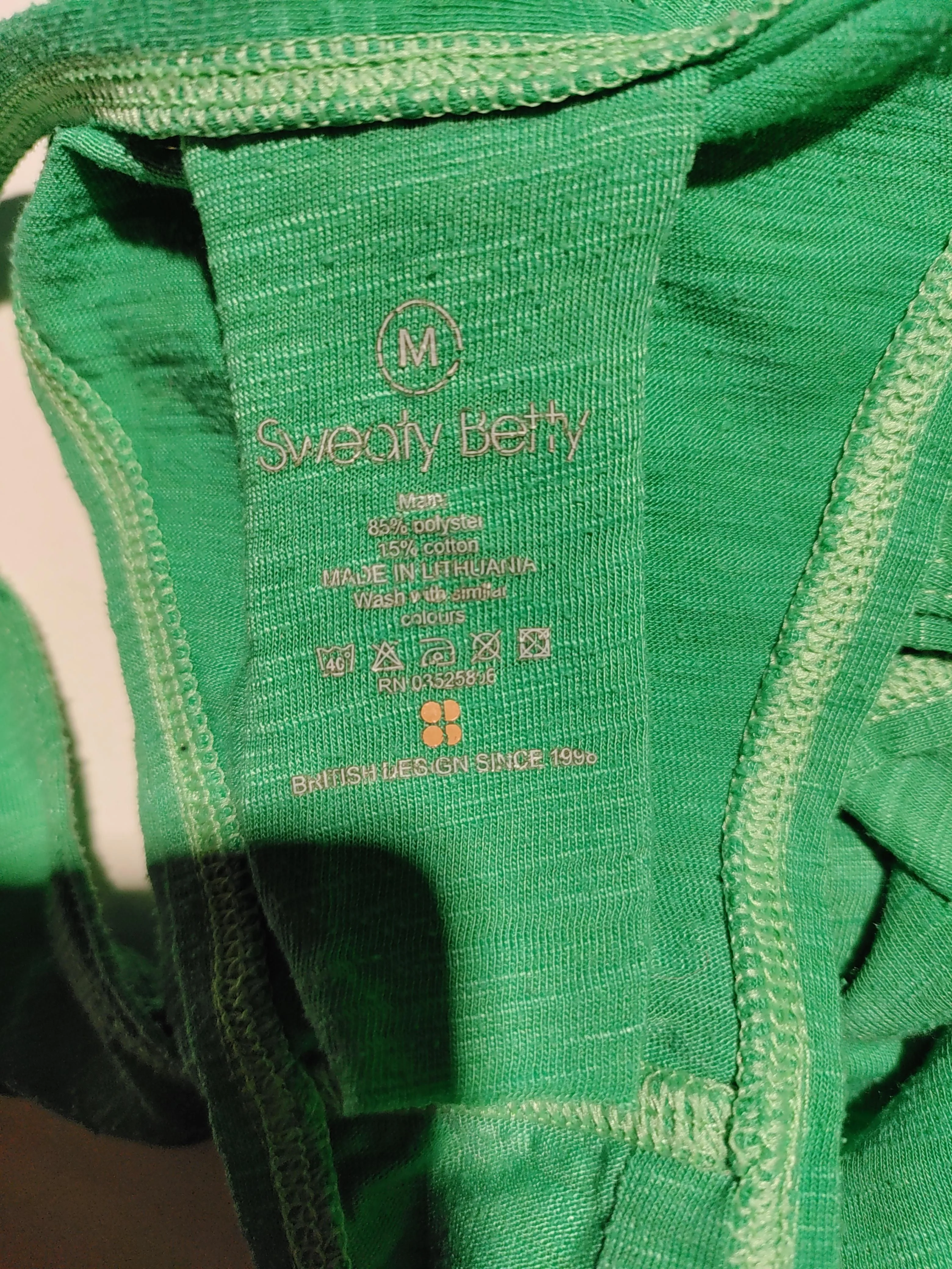 Sweaty Betty Women's T-Shirt M Green Polyester with Cotton Sleeveless Basic - Image 7