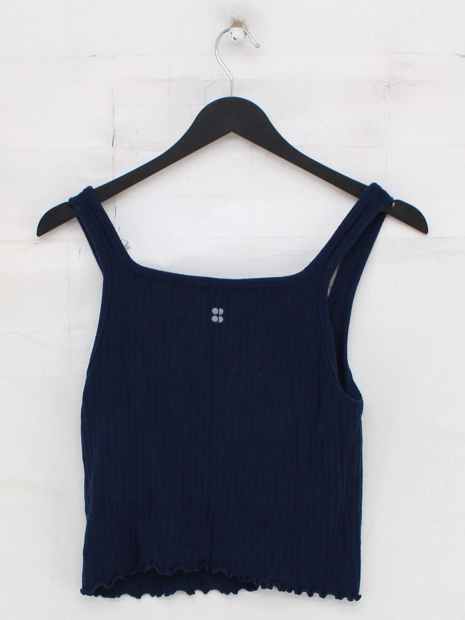 Sweaty Betty Women's T-Shirt S Blue 100% Cotton Sleeveless Square Neck Basic - Image 2