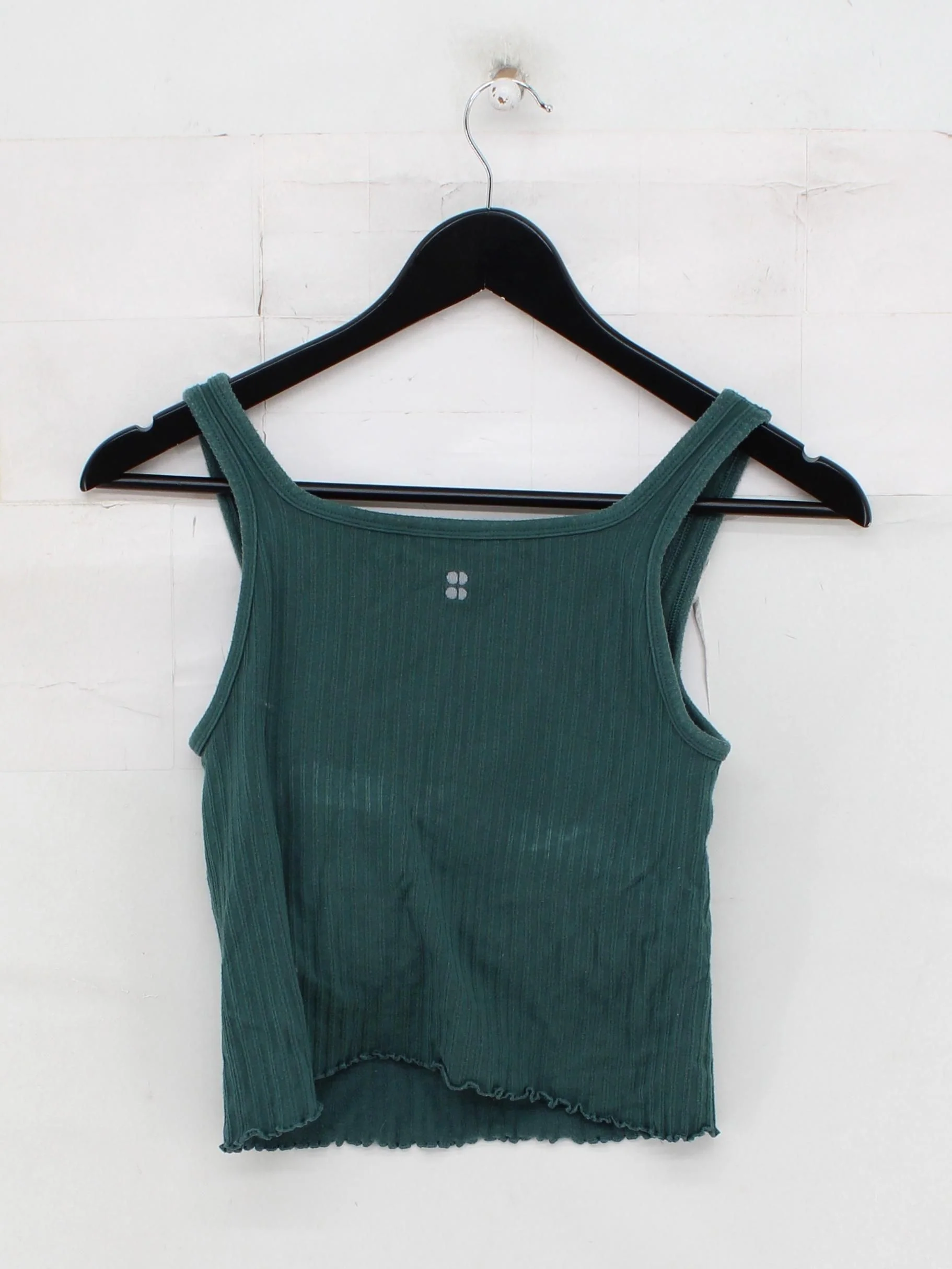 Sweaty Betty Women's T-Shirt S Green 100% Cotton Sleeveless Square Neck Basic - Image 2
