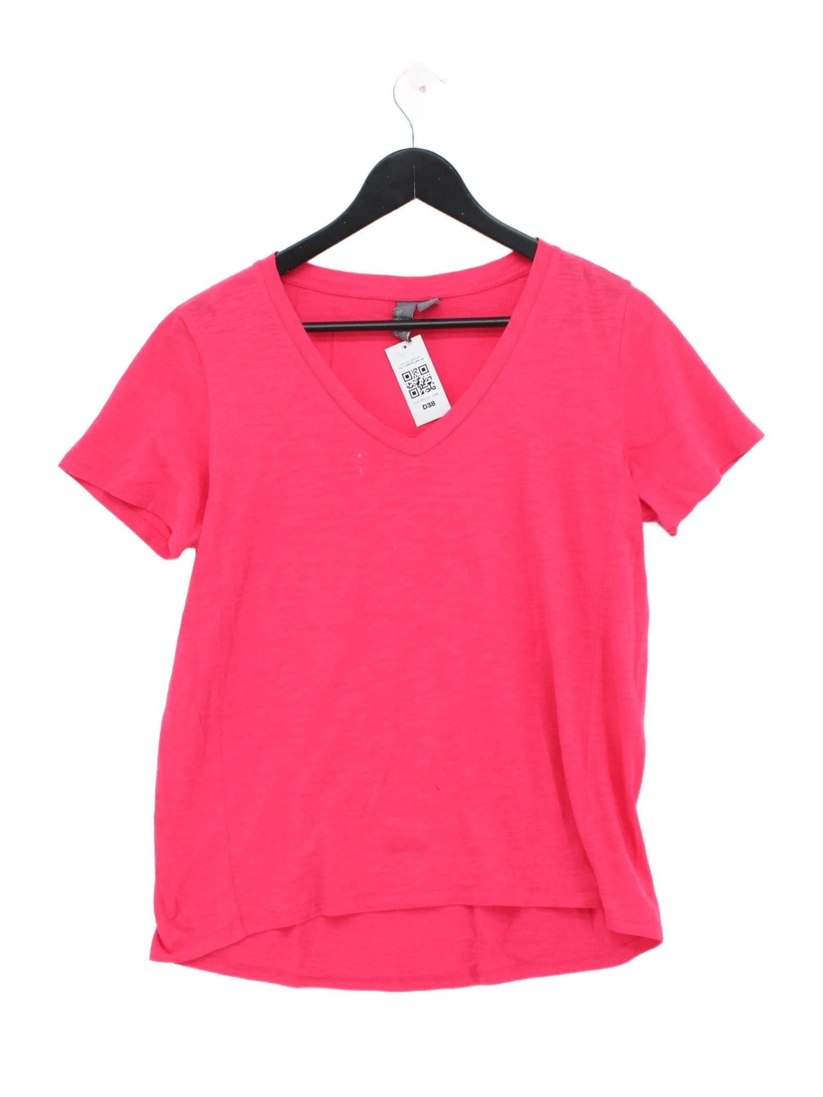 Sweaty Betty Women's T-Shirt S Pink 100% Cotton Short Sleeve V-Neck Basic