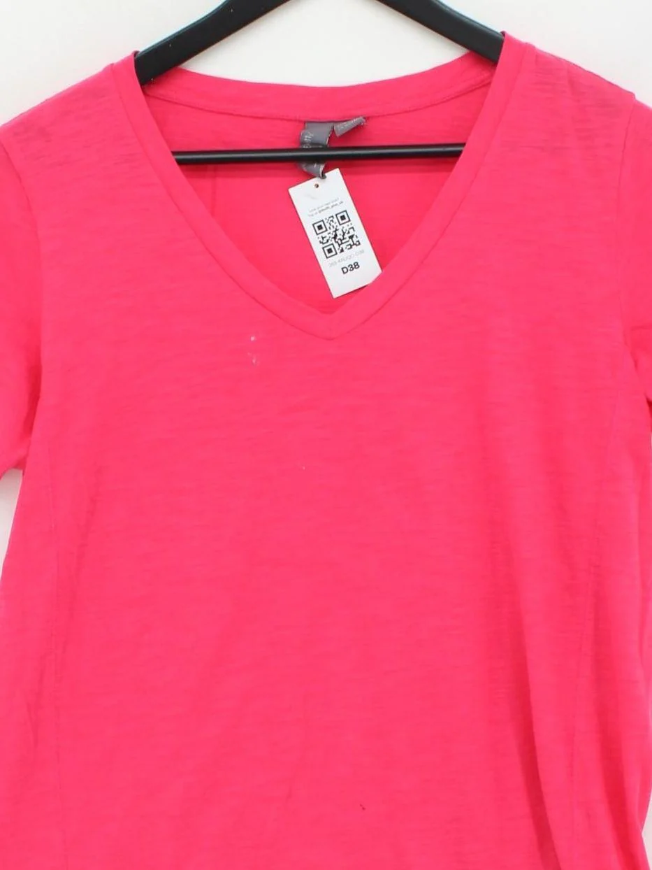 Sweaty Betty Women's T-Shirt S Pink 100% Cotton Short Sleeve V-Neck Basic - Image 3