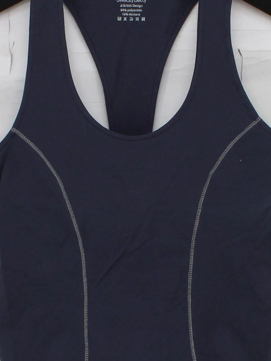 Sweaty Betty Women's T-Shirt XS Blue Polyamide with Elastane Sleeveless Basic - Image 3