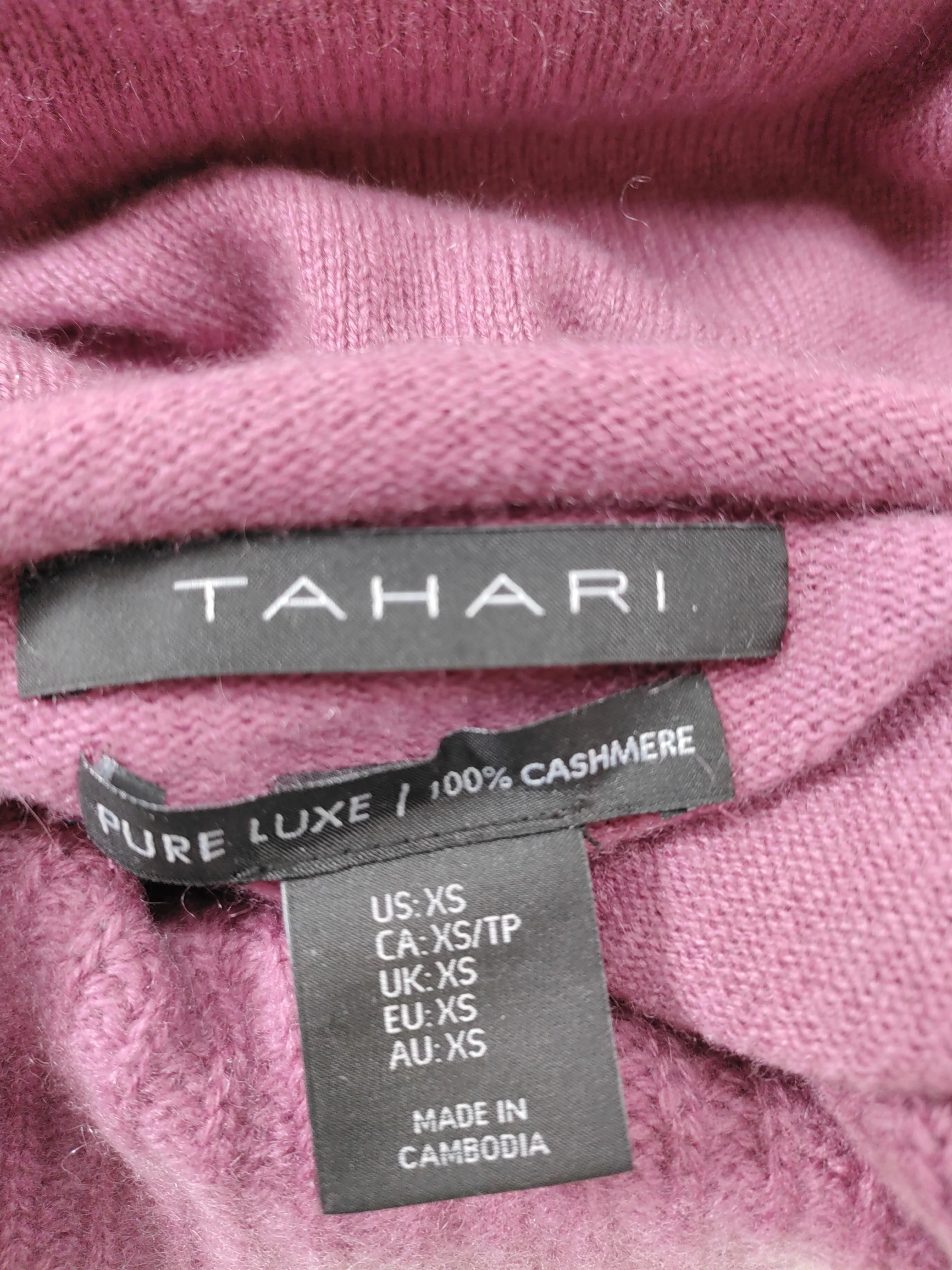Tahari Women's Jumper XXS Purple 100% Cashmere Mock Neck Pullover - Image 7