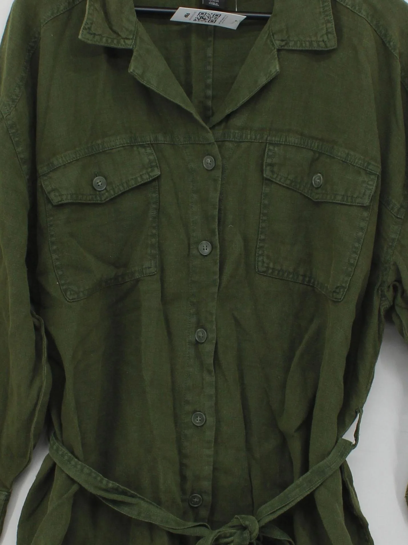 Tahari Women's Shirt UK 20 Green 100% Linen 3/4 Sleeve Collared Basic - Image 3
