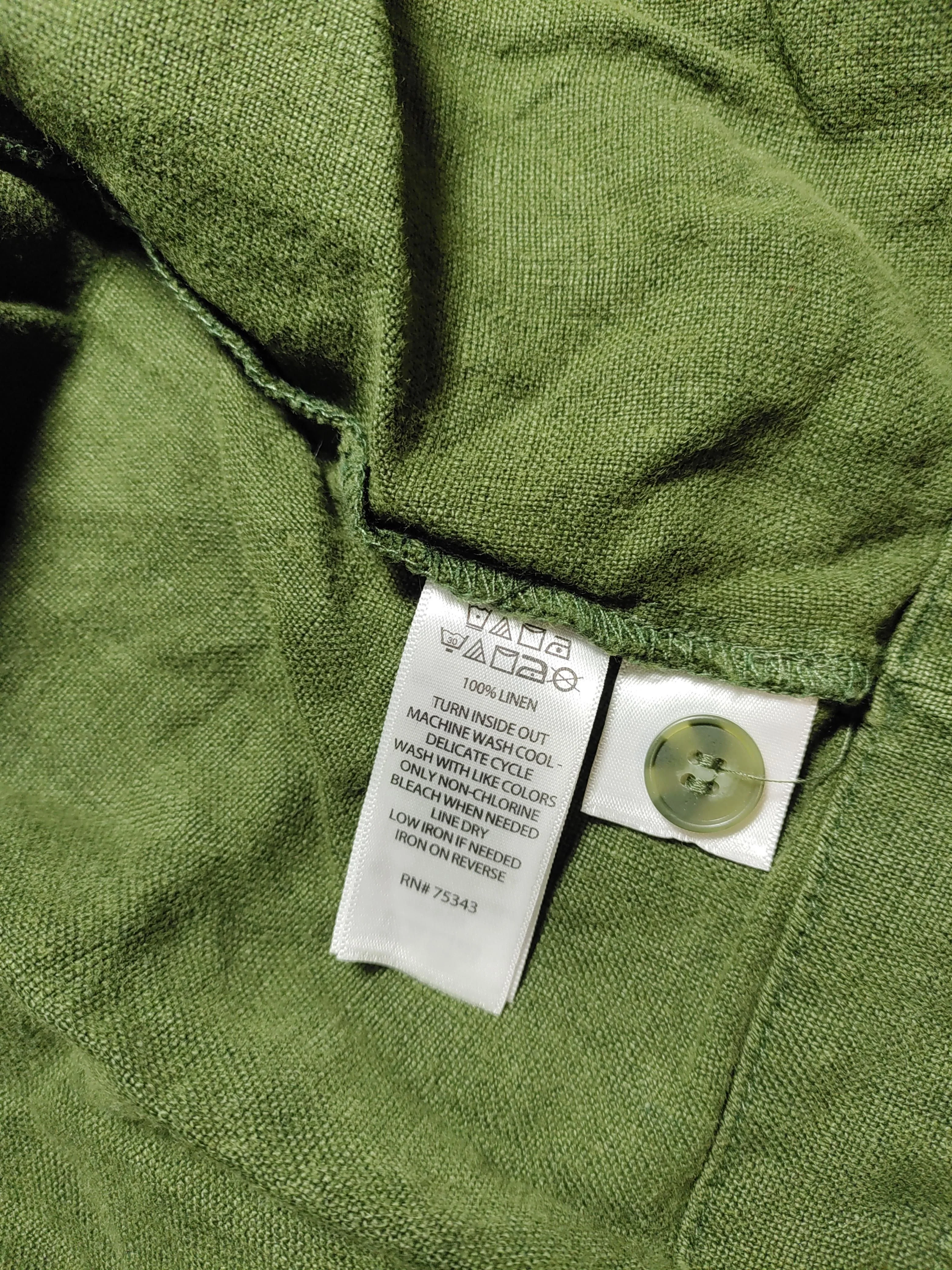 Tahari Women's Shirt UK 20 Green 100% Linen 3/4 Sleeve Collared Basic - Image 6