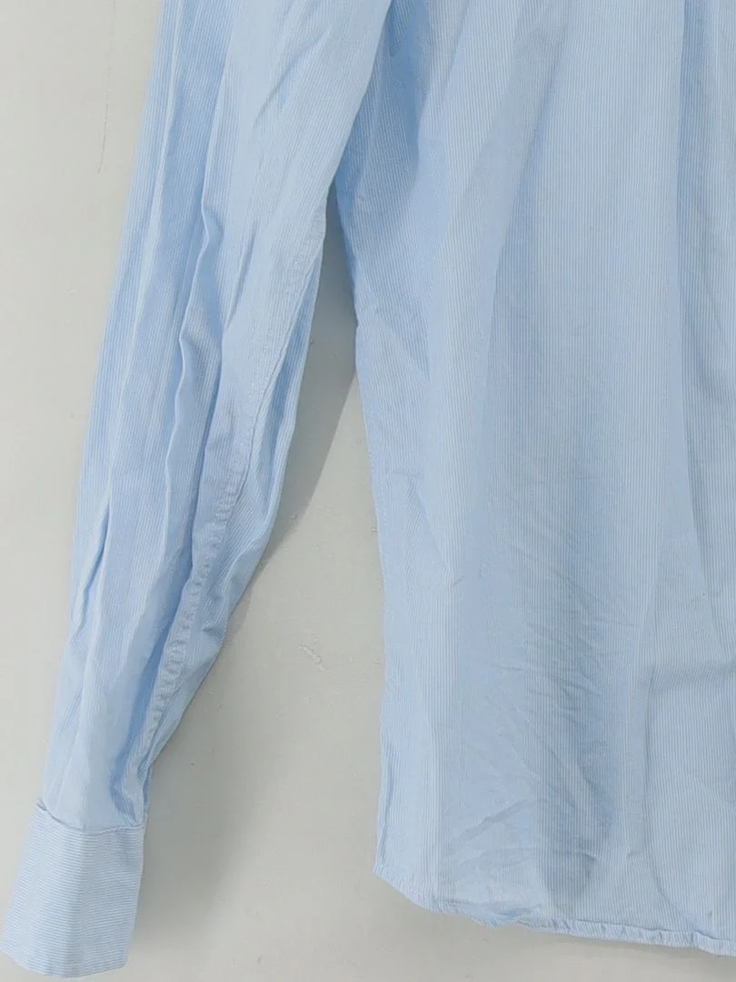 Tailored Originals Men's Shirt M Blue Striped 100% Cotton Basic - Image 4