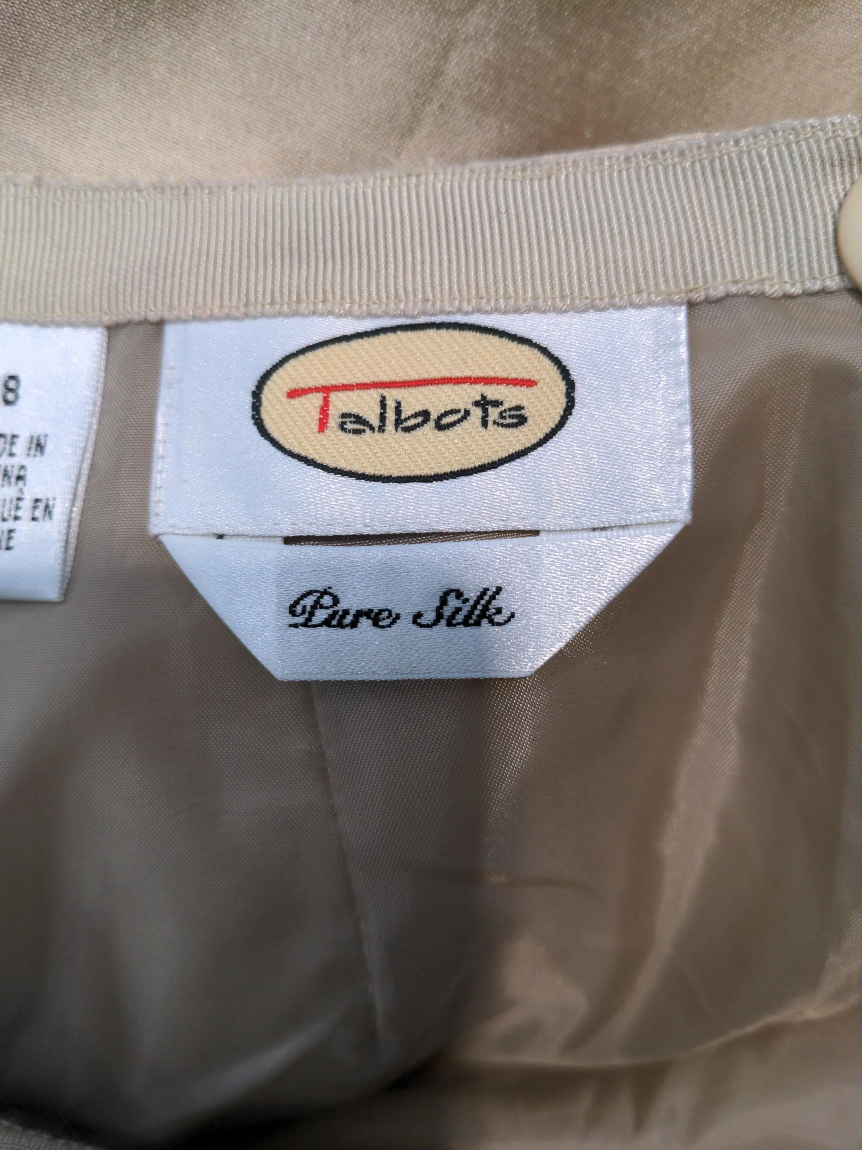 Talbots Women's Midi Skirt UK 12 Cream Silk with Polyester Straight & Pencil - Image 5