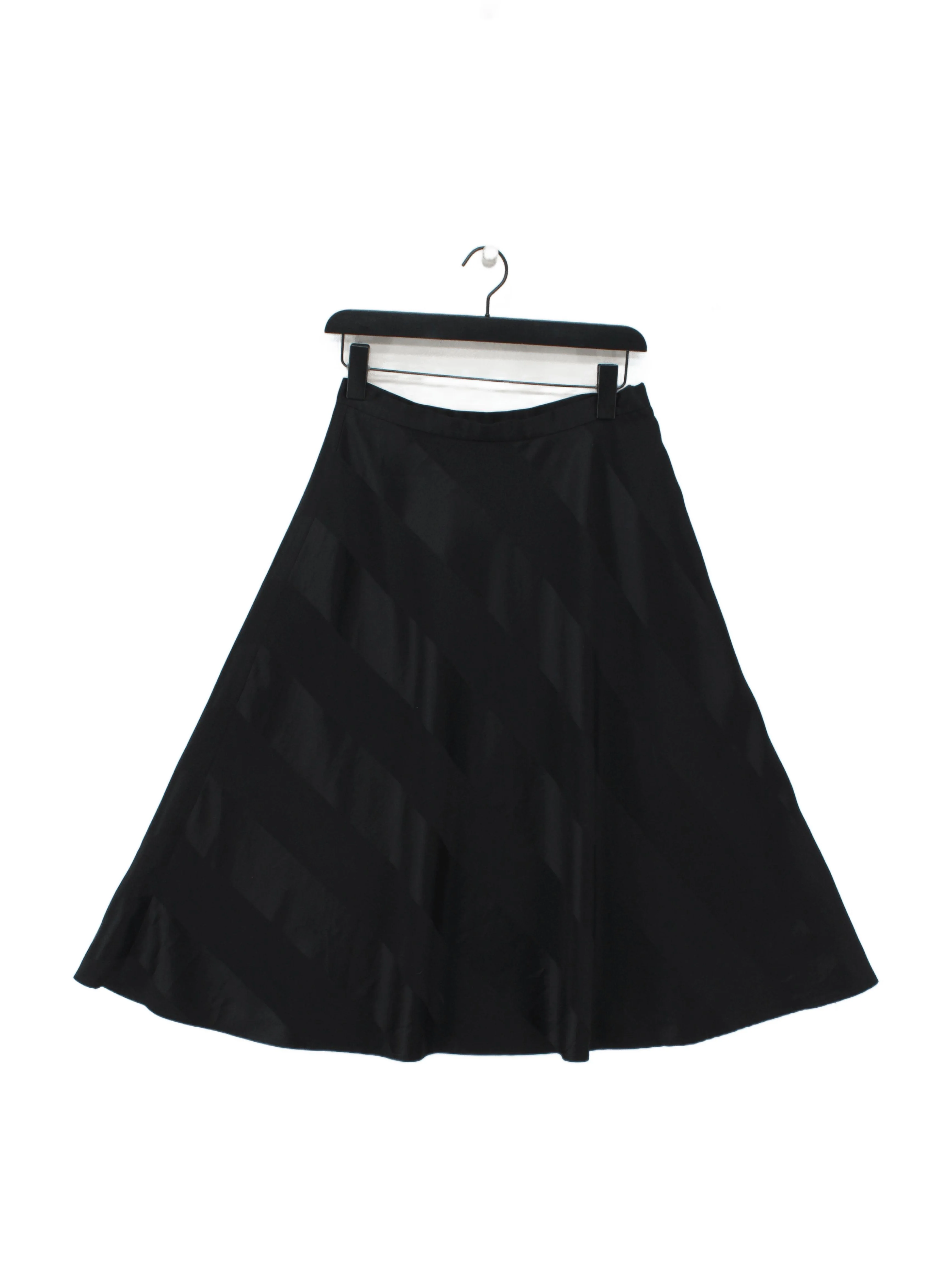 Talbots Women's Midi Skirt UK 8 Black Striped 100% Polyester Midi A-Line