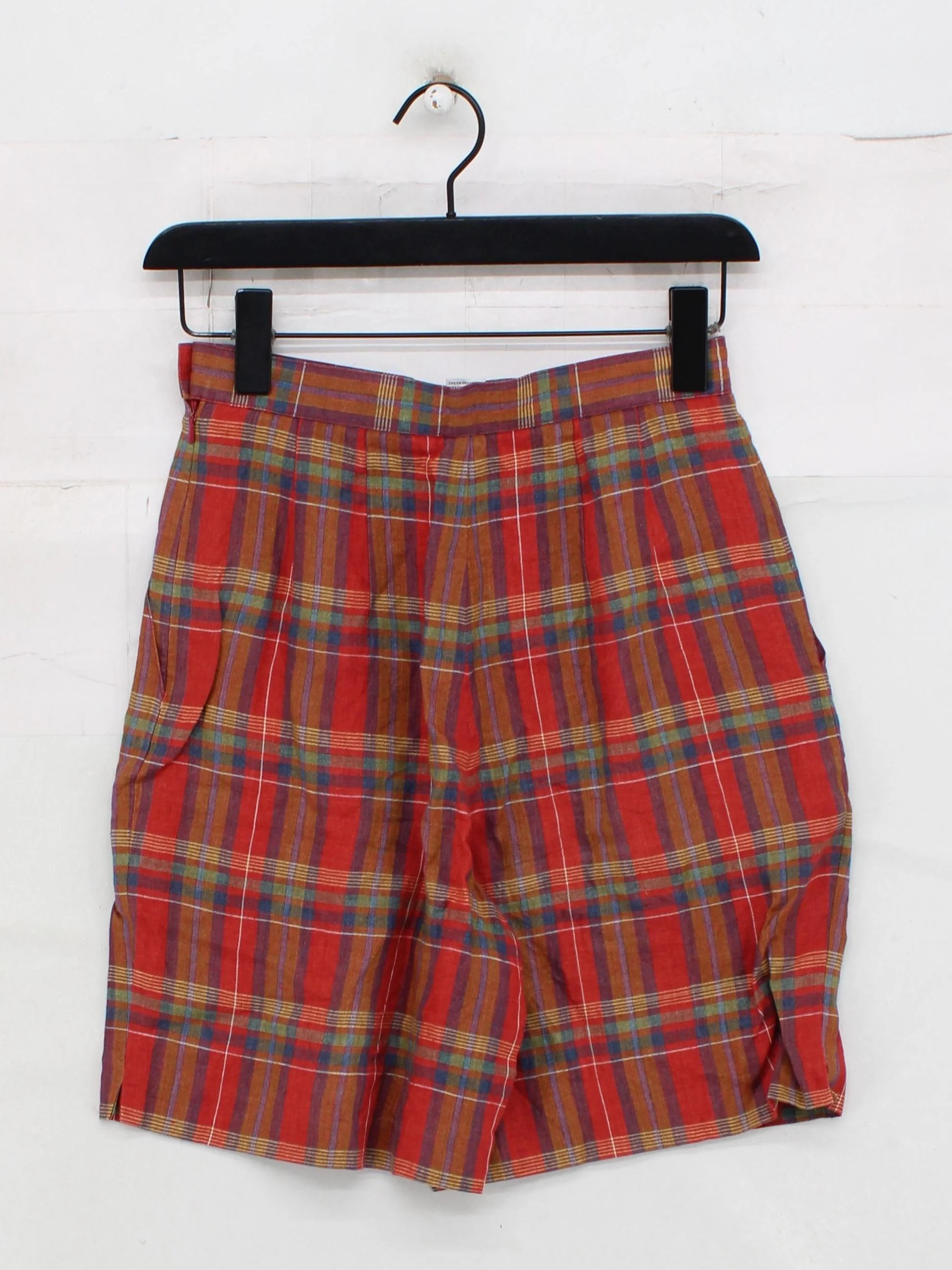 Talbots Women's Shorts UK 8 Red Checkered 100% Linen Mom - Image 2