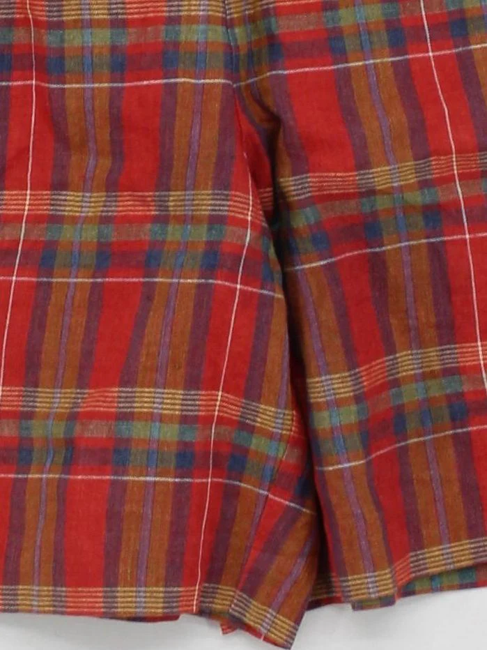 Talbots Women's Shorts UK 8 Red Checkered 100% Linen Mom - Image 4