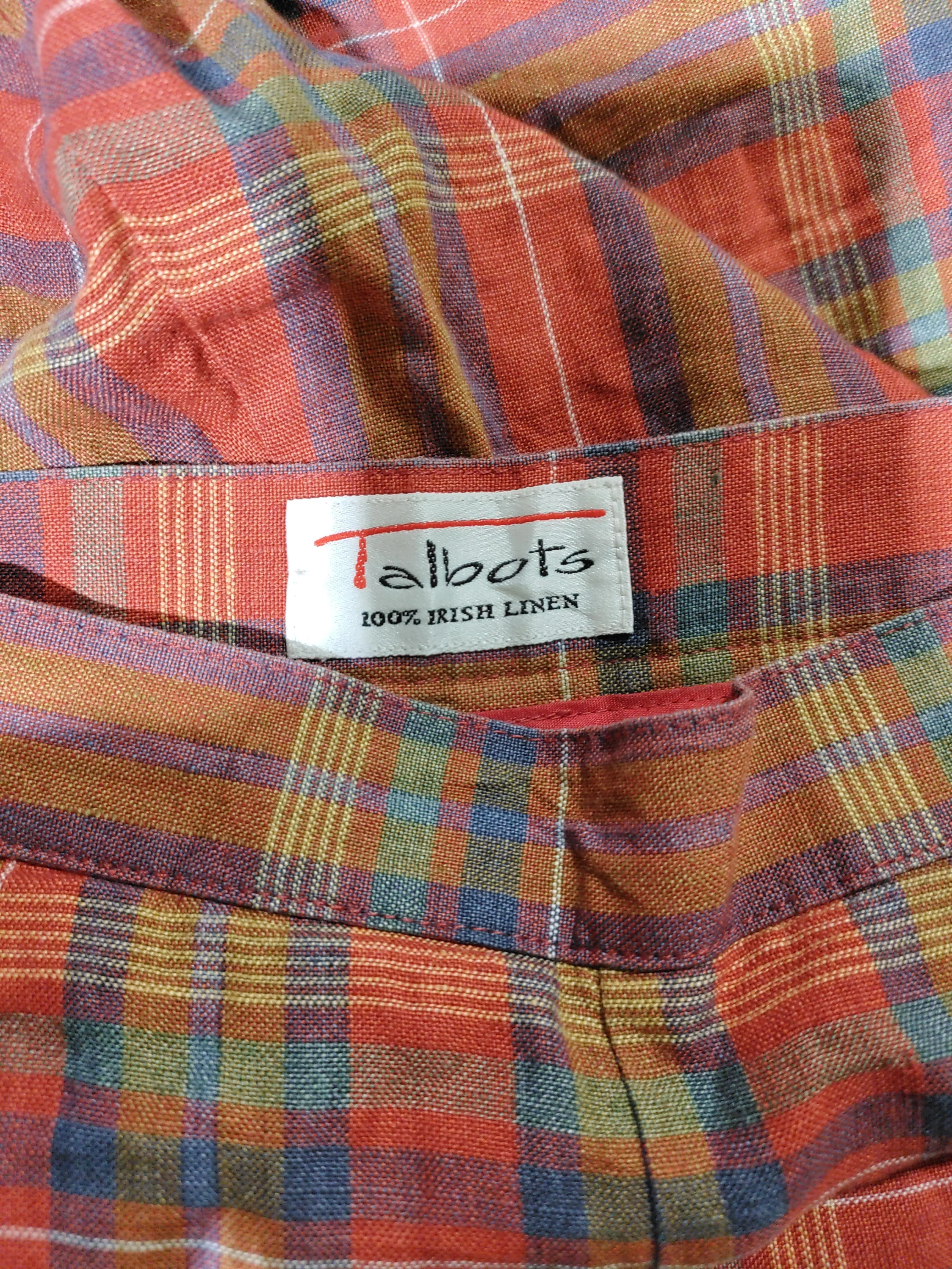 Talbots Women's Shorts UK 8 Red Checkered 100% Linen Mom - Image 5