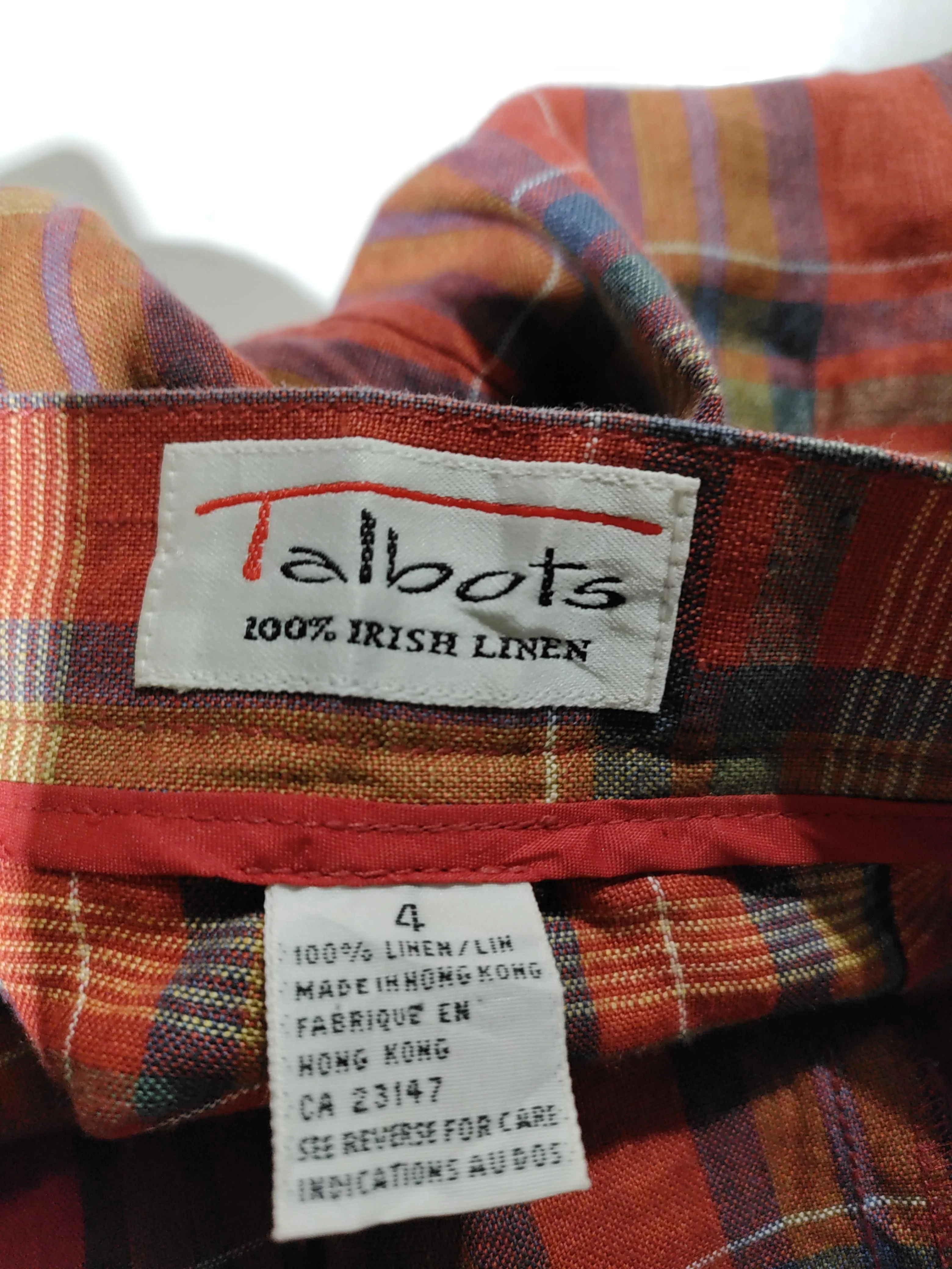 Talbots Women's Shorts UK 8 Red Checkered 100% Linen Mom - Image 6