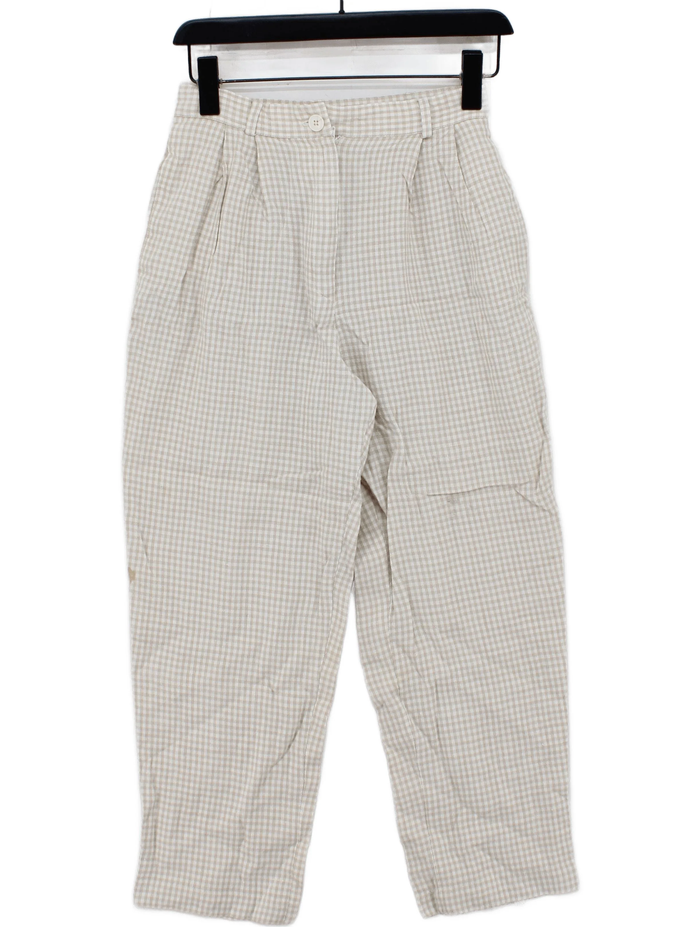 Talbots Women's Trousers UK 10 Cream Checkered 100% Other Straight Cropped