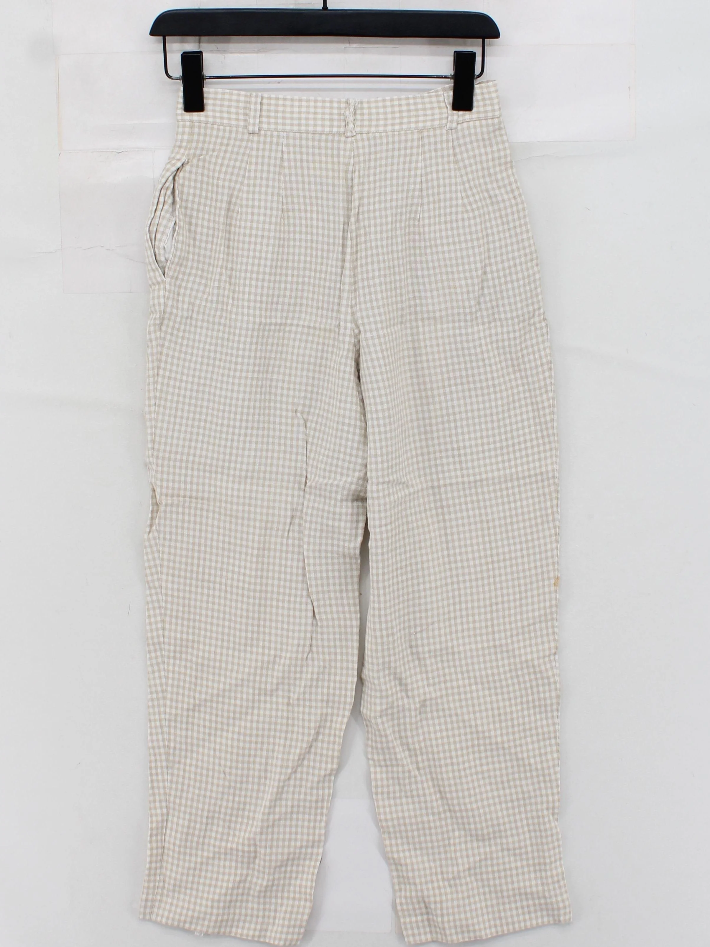Talbots Women's Trousers UK 10 Cream Checkered 100% Other Straight Cropped - Image 2