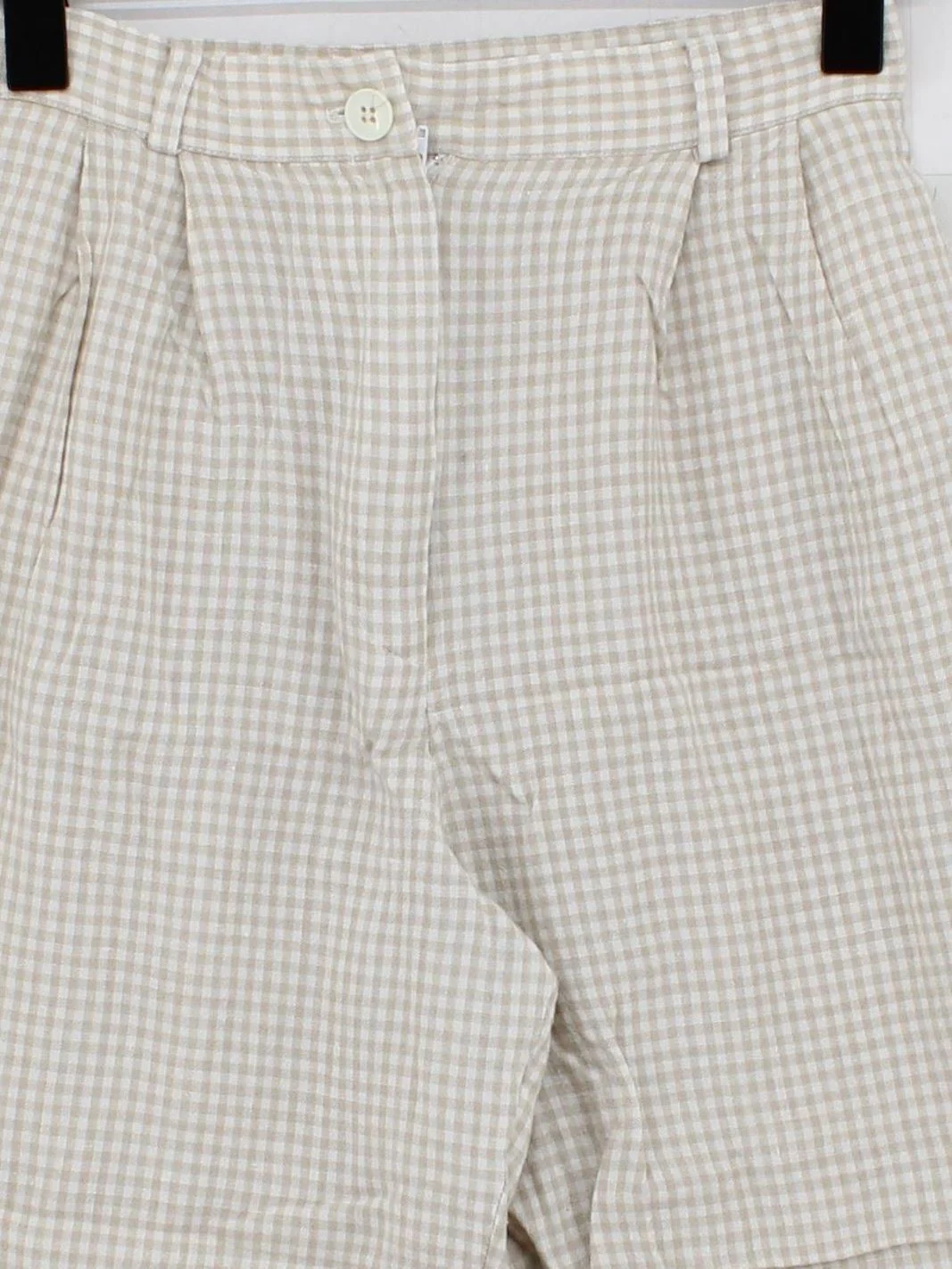 Talbots Women's Trousers UK 10 Cream Checkered 100% Other Straight Cropped - Image 3