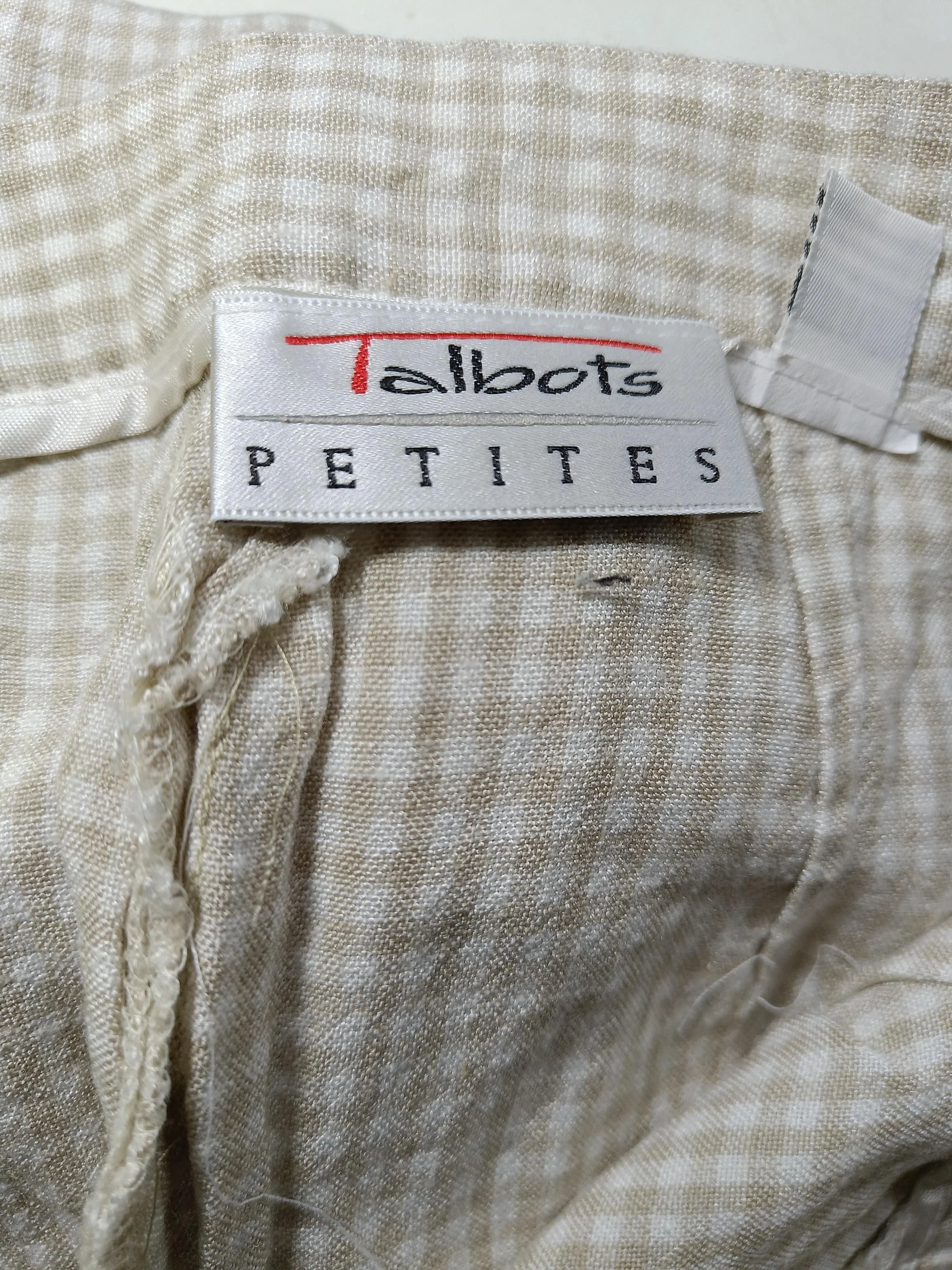 Talbots Women's Trousers UK 10 Cream Checkered 100% Other Straight Cropped - Image 6