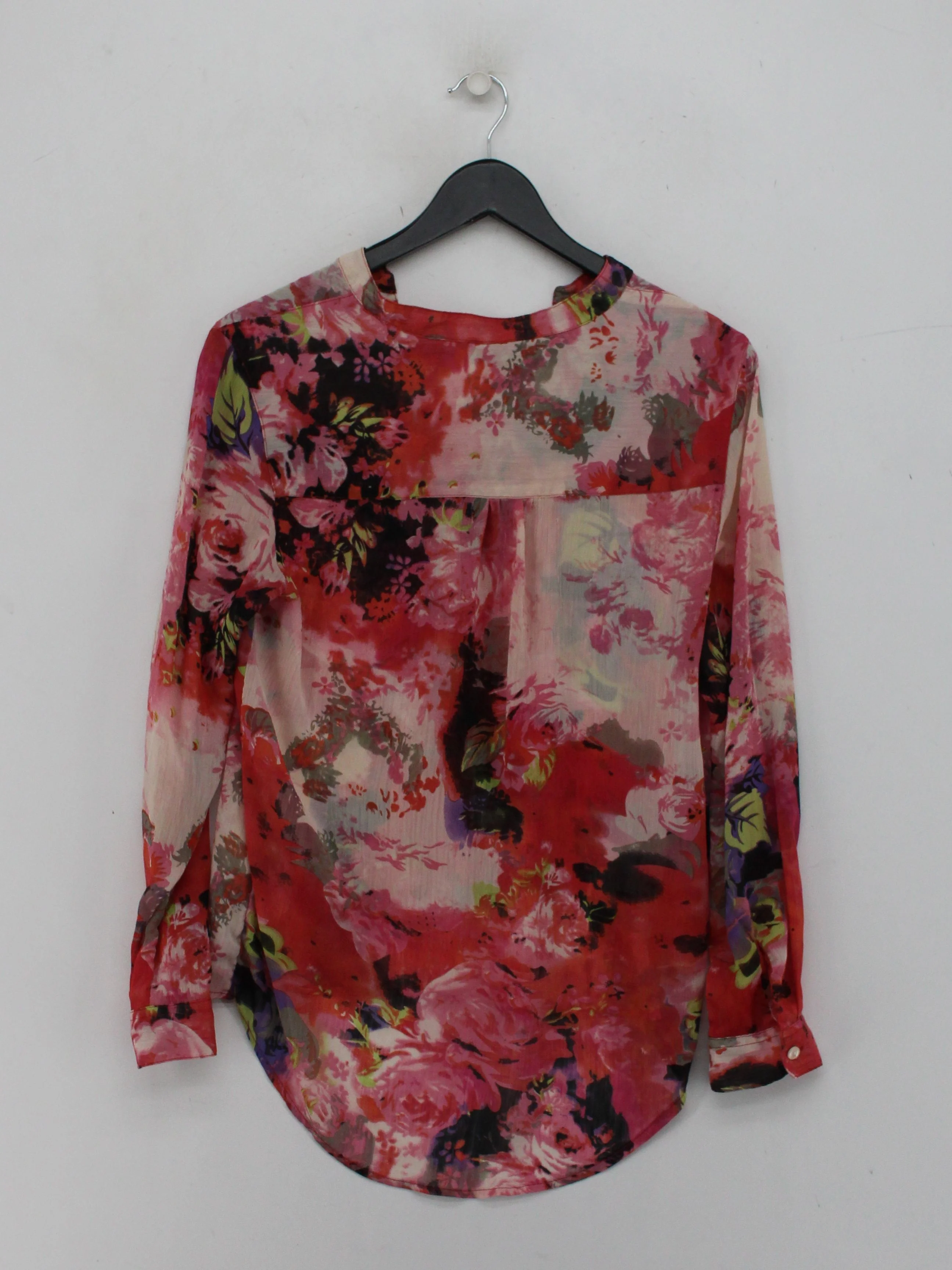 Tamaris Women's Blouse UK 12 Red Floral 100% Other Long Sleeve Collared Basic - Image 2