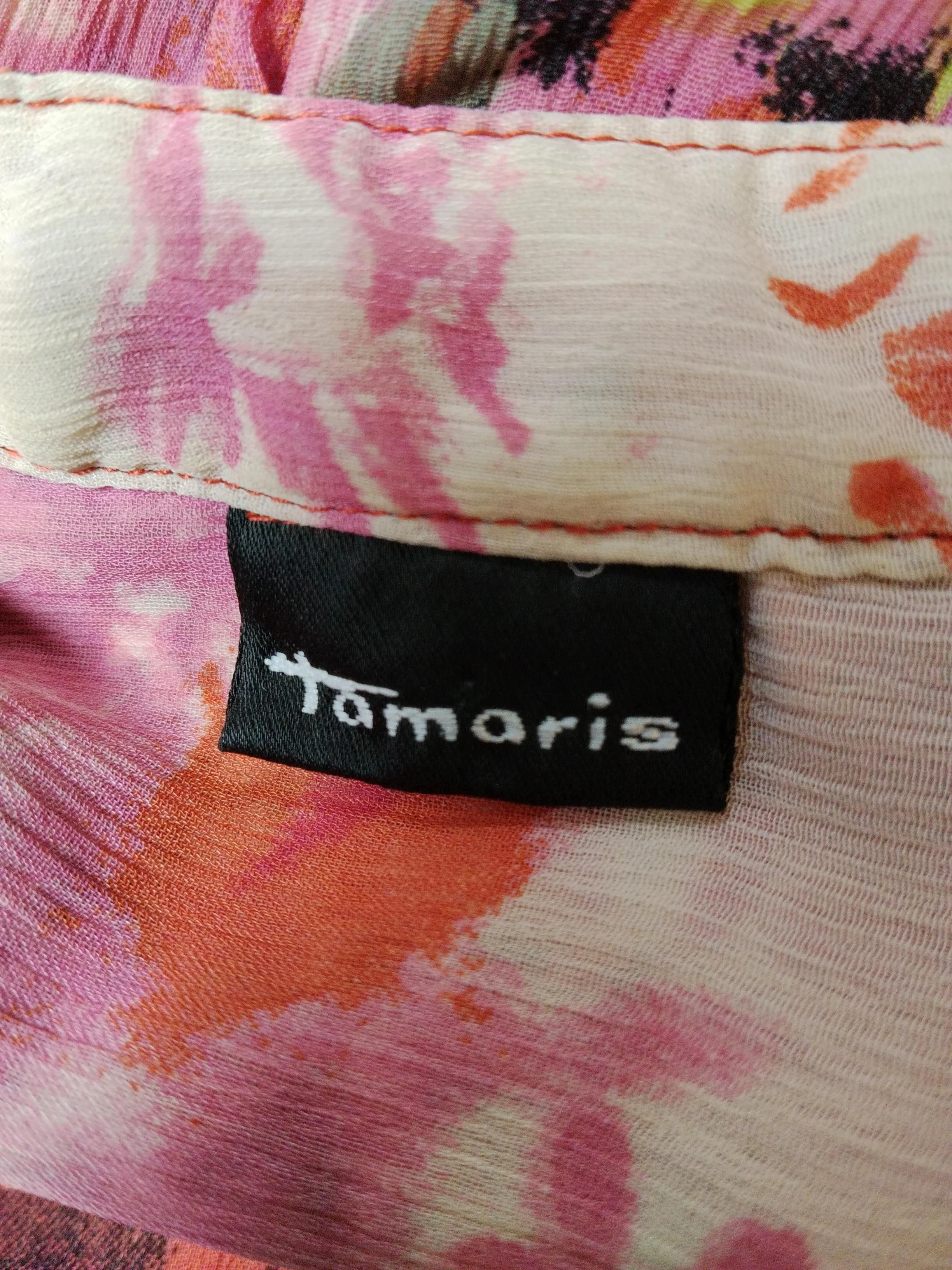Tamaris Women's Blouse UK 12 Red Floral 100% Other Long Sleeve Collared Basic - Image 5