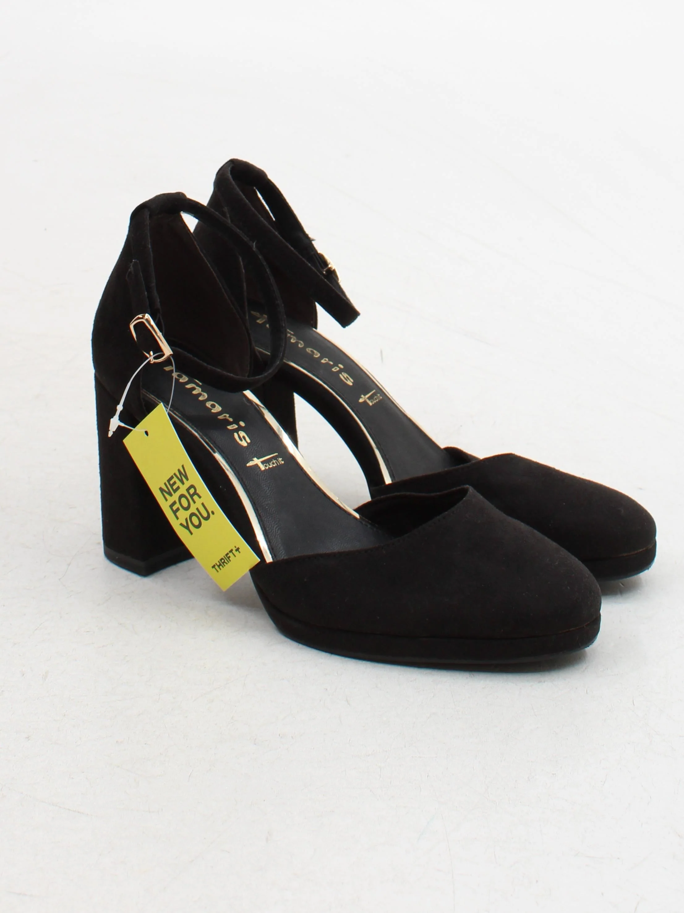 Tamaris Women's Heels UK 6 Black 100% Suede Court - Image 4