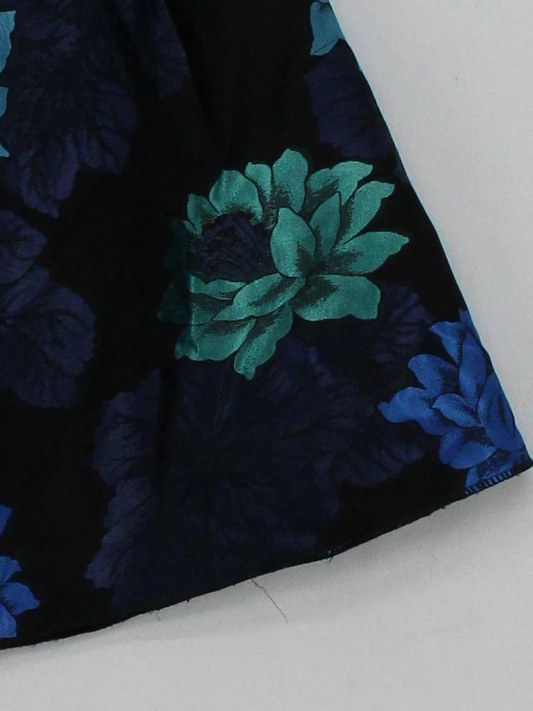 Tara Jarmon Women's Mini Skirt UK 8 Black Floral Acetate with Viscose Short Mini - Image 4
