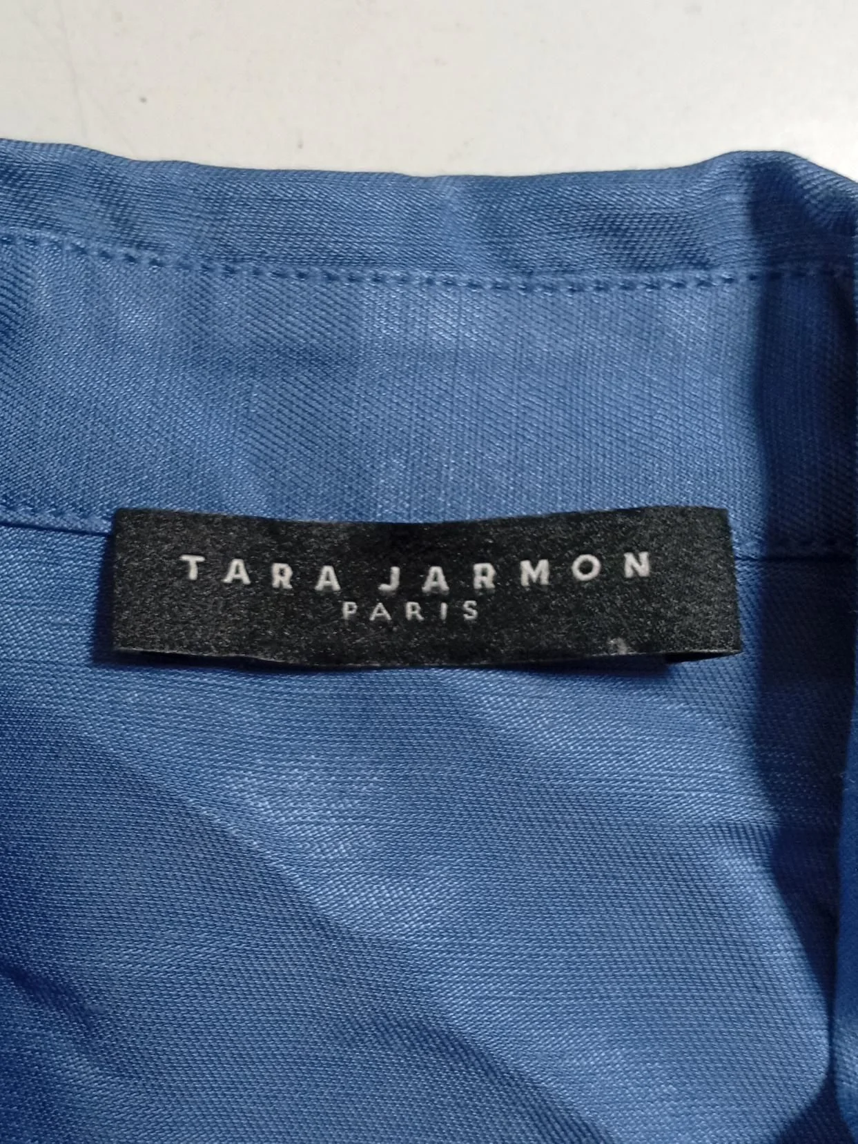 Tara Jarmon Women's Shirt S Blue Viscose with Linen Short Sleeve Collared Basic - Image 5