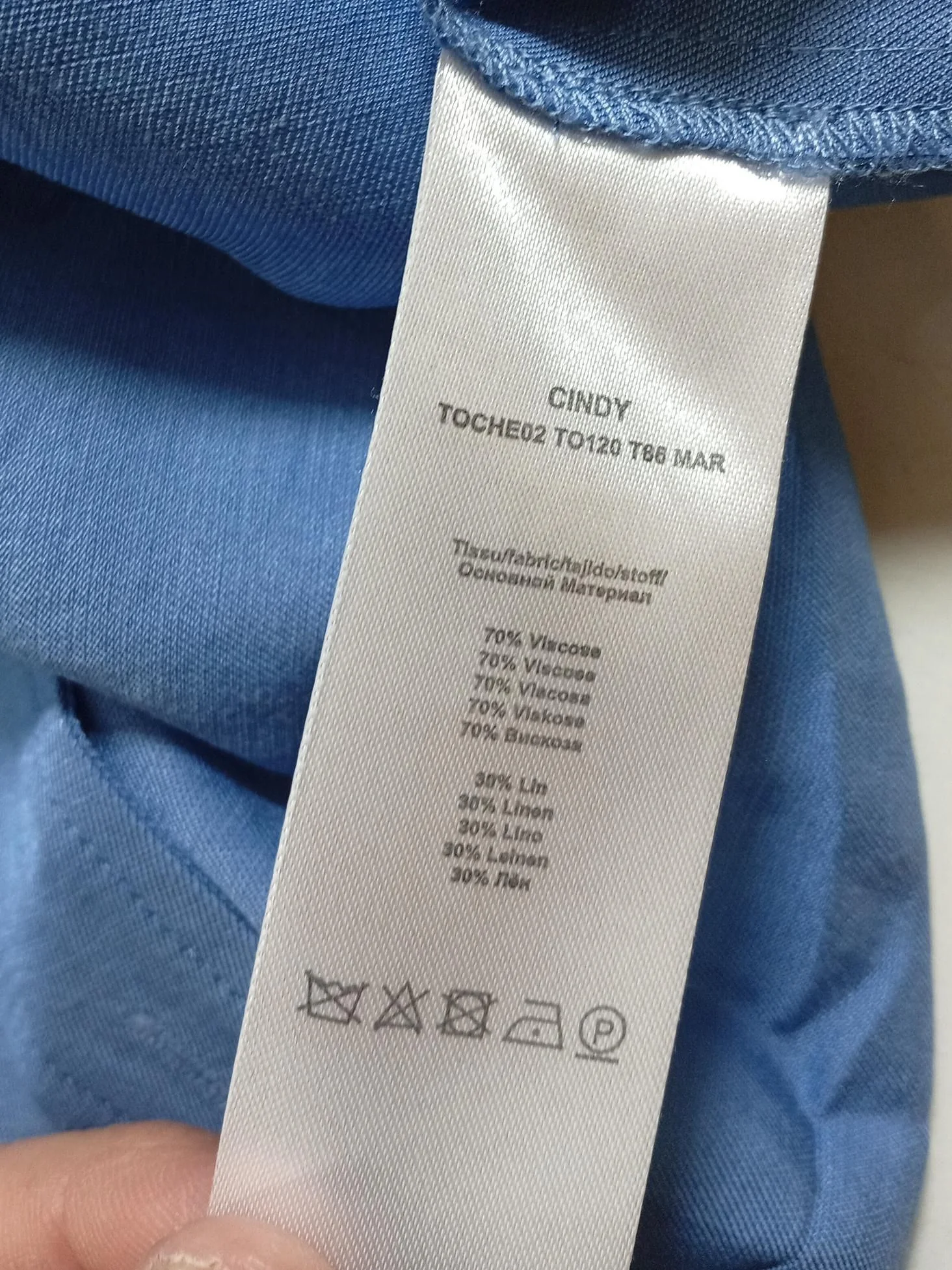 Tara Jarmon Women's Shirt S Blue Viscose with Linen Short Sleeve Collared Basic - Image 6