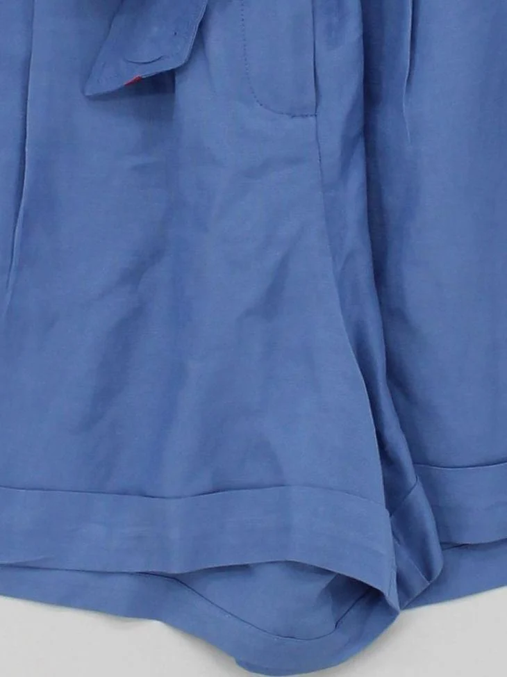 Tara Jarmon Women's Shorts S Blue Viscose with Linen Paperbag - Image 4