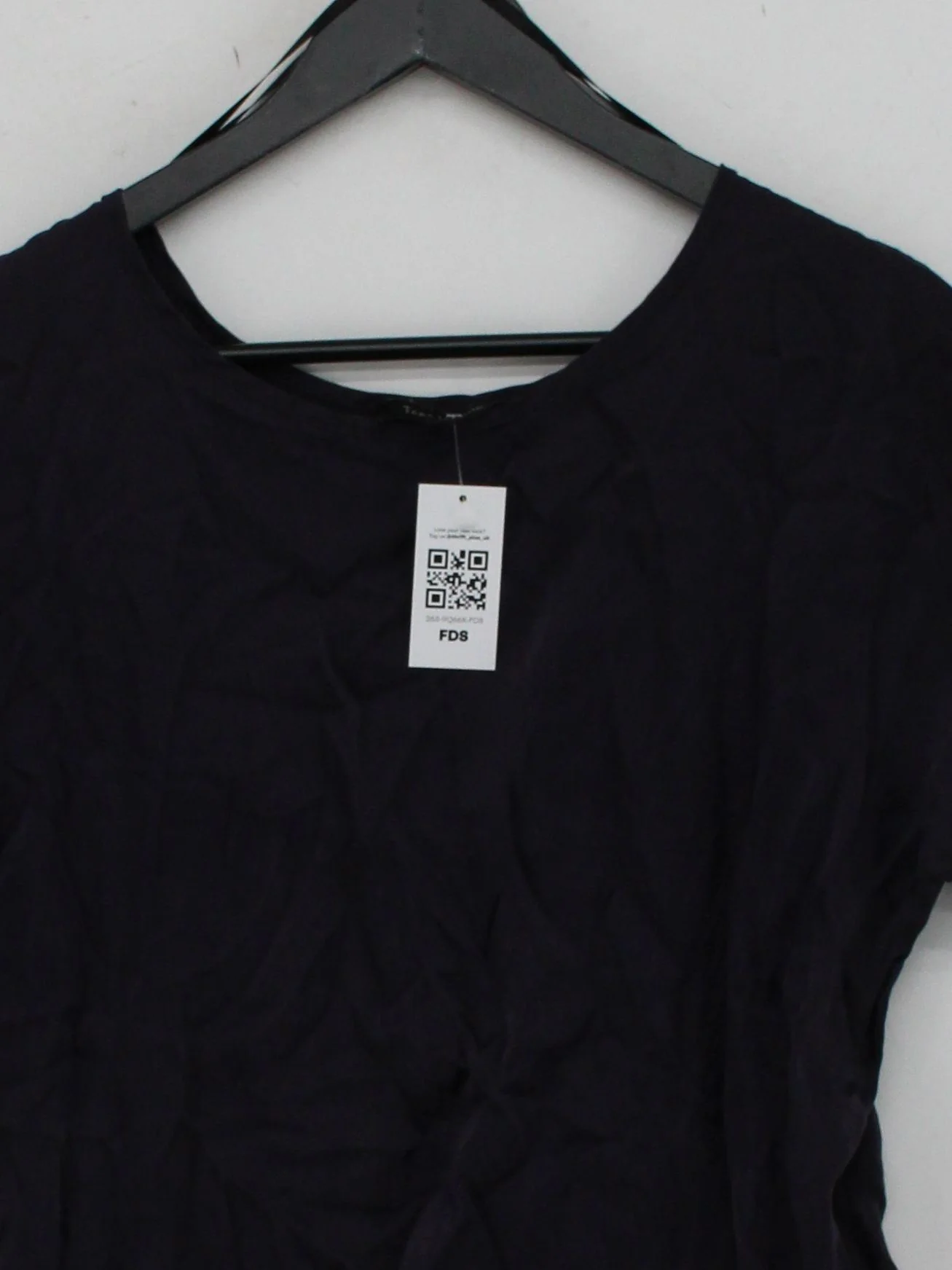 Tara Jarmon Women's T-Shirt UK 8 Blue 100% Silk Short Sleeve Round Neck Basic - Image 3