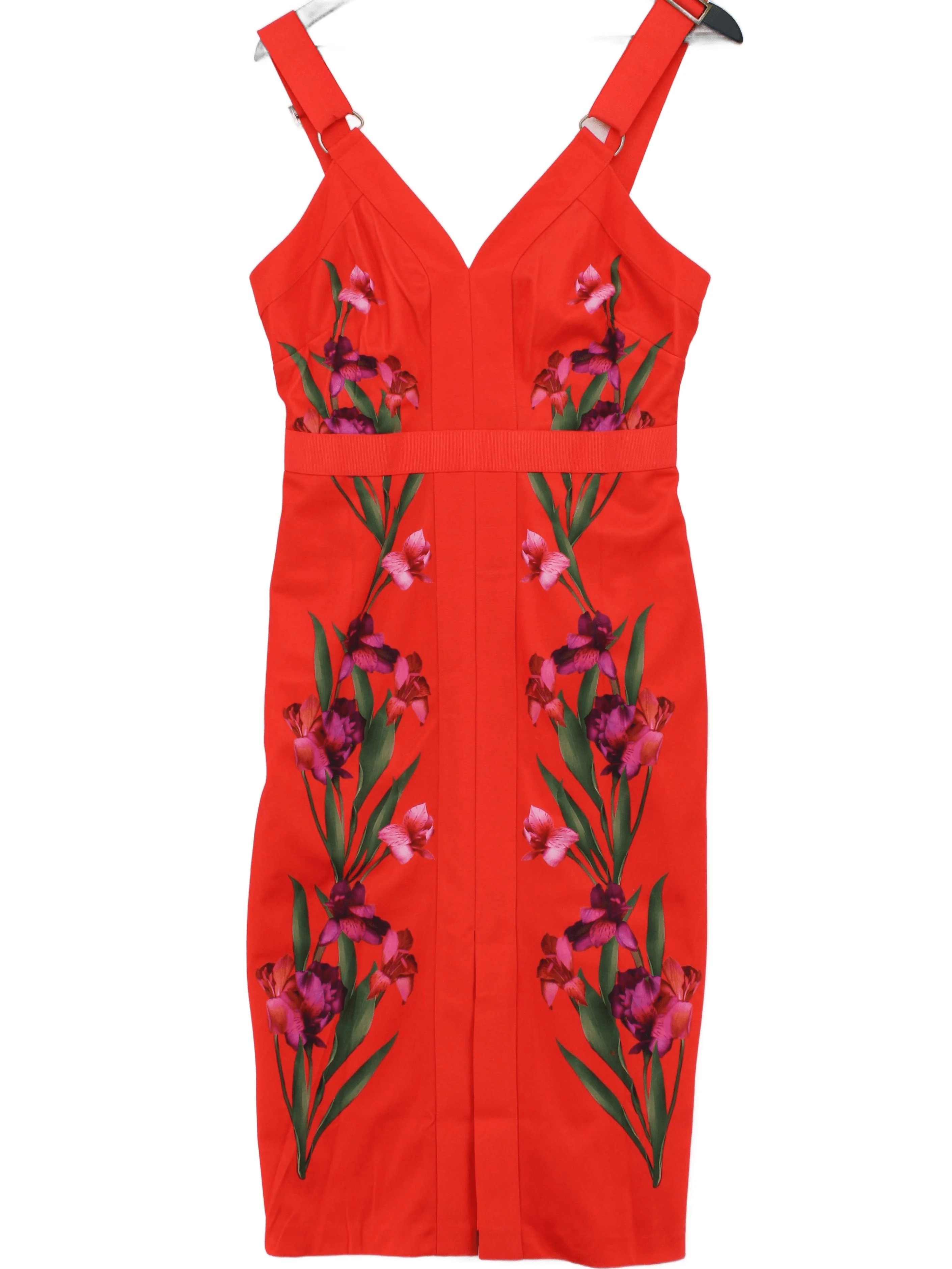 Ted Baker Bodycon Midi Dress UK12 in Red