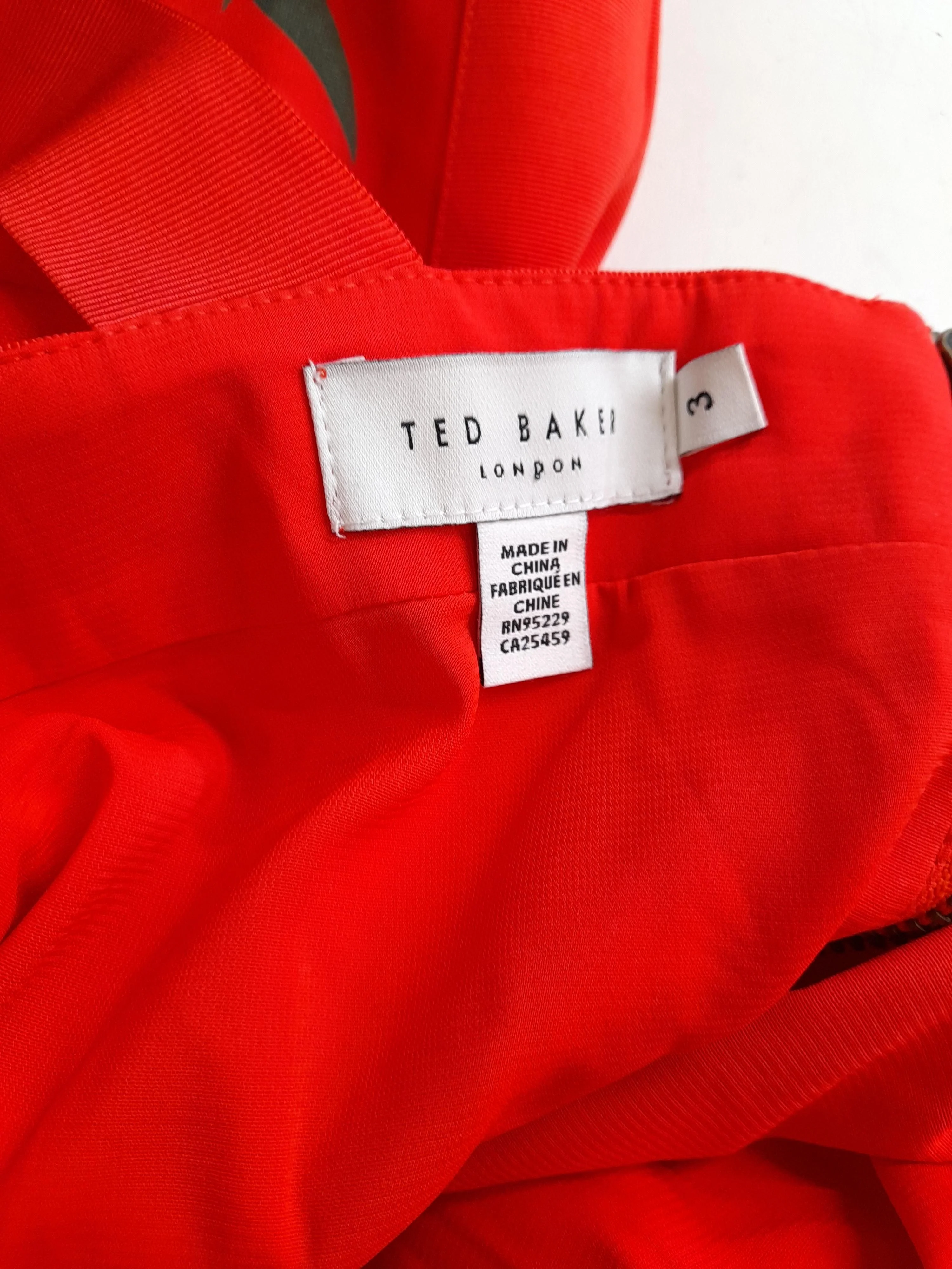 Ted Baker Bodycon Midi Dress UK12 in Red - Image 5