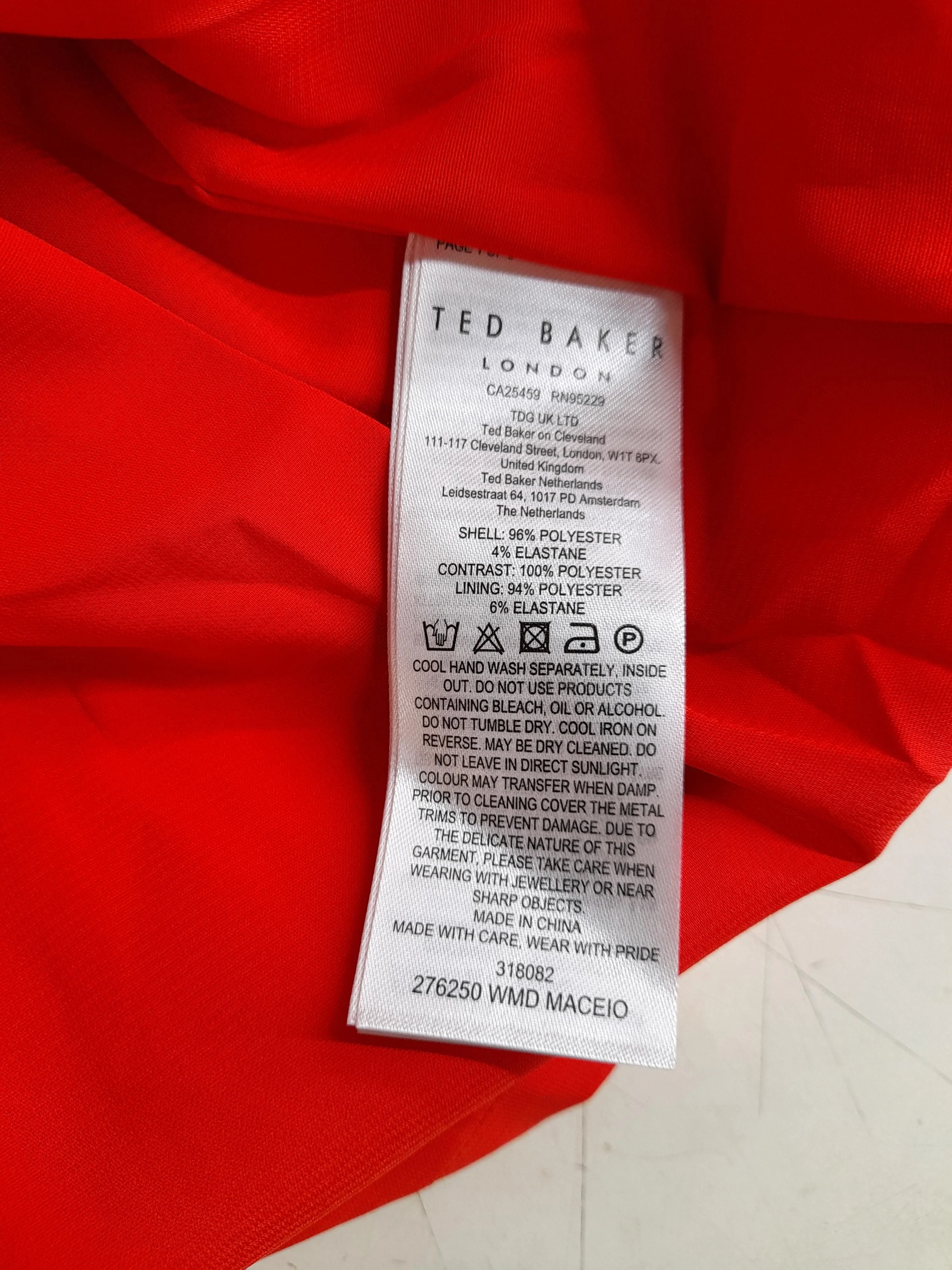 Ted Baker Bodycon Midi Dress UK12 in Red - Image 6
