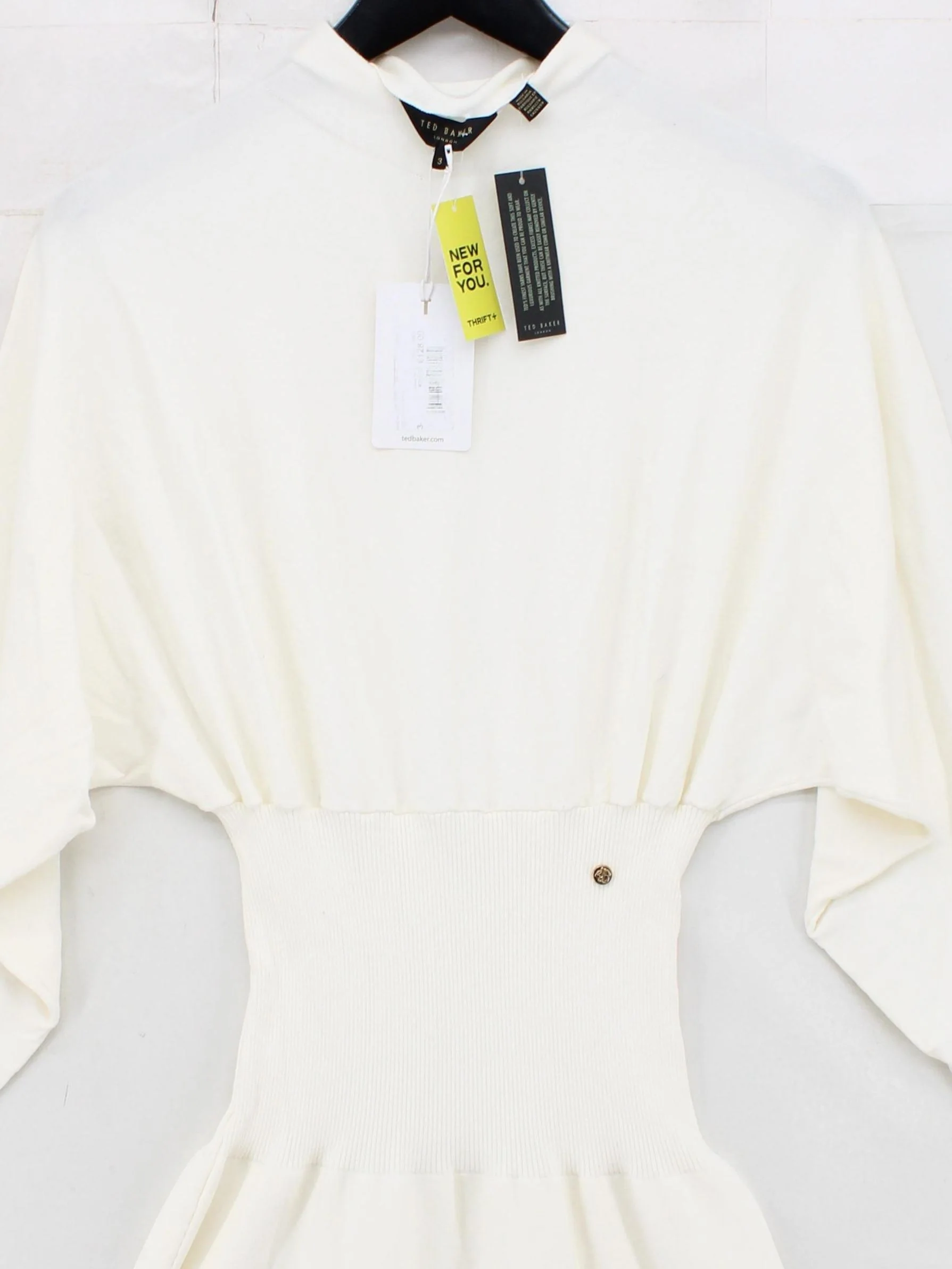 Ted Baker Bodycon Mini Dress UK12 in Cream - Image 3