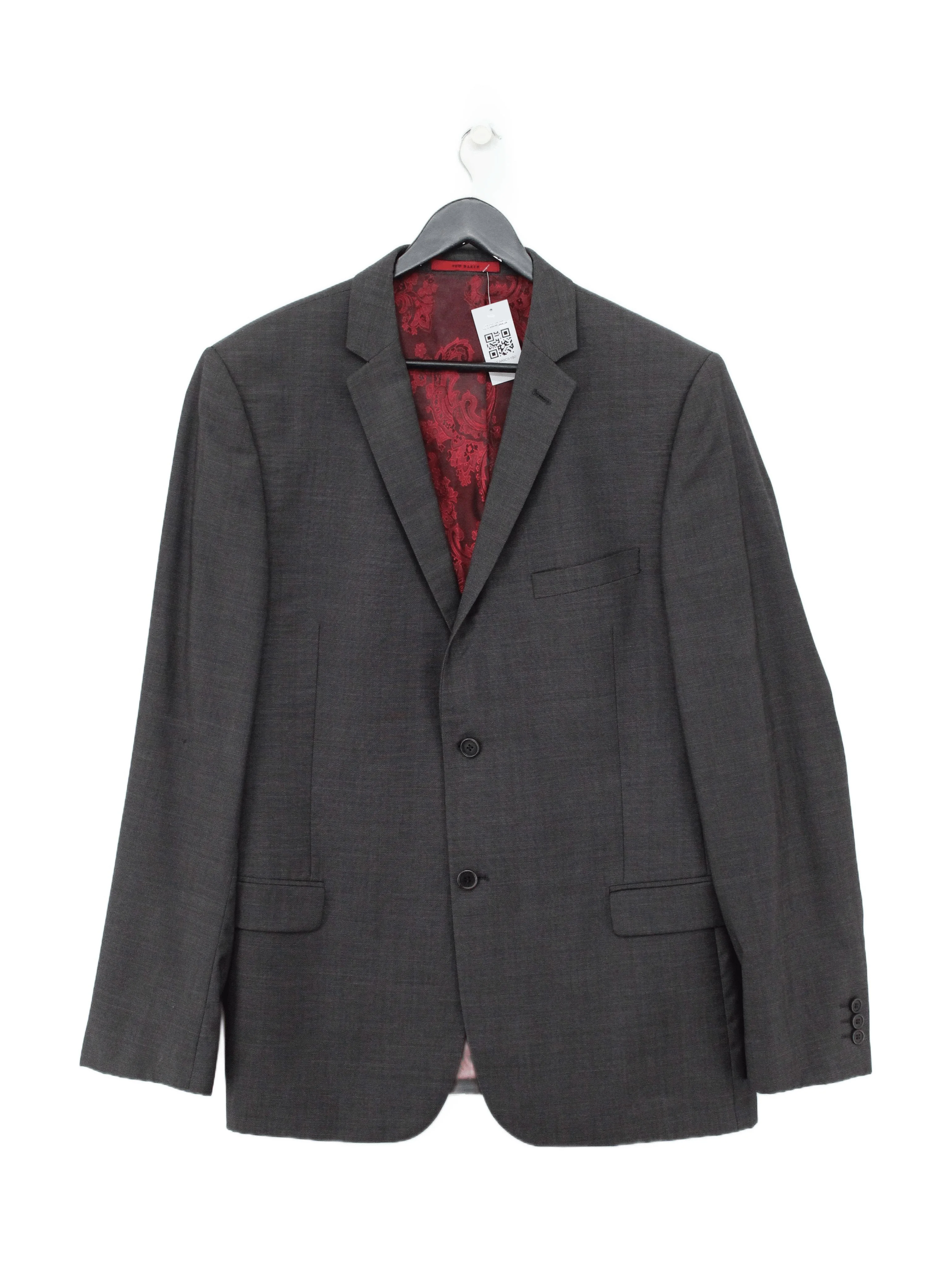 Ted Baker Men's Blazer Chest: 44 in Grey Wool with Polyester, Viscose Overcoat