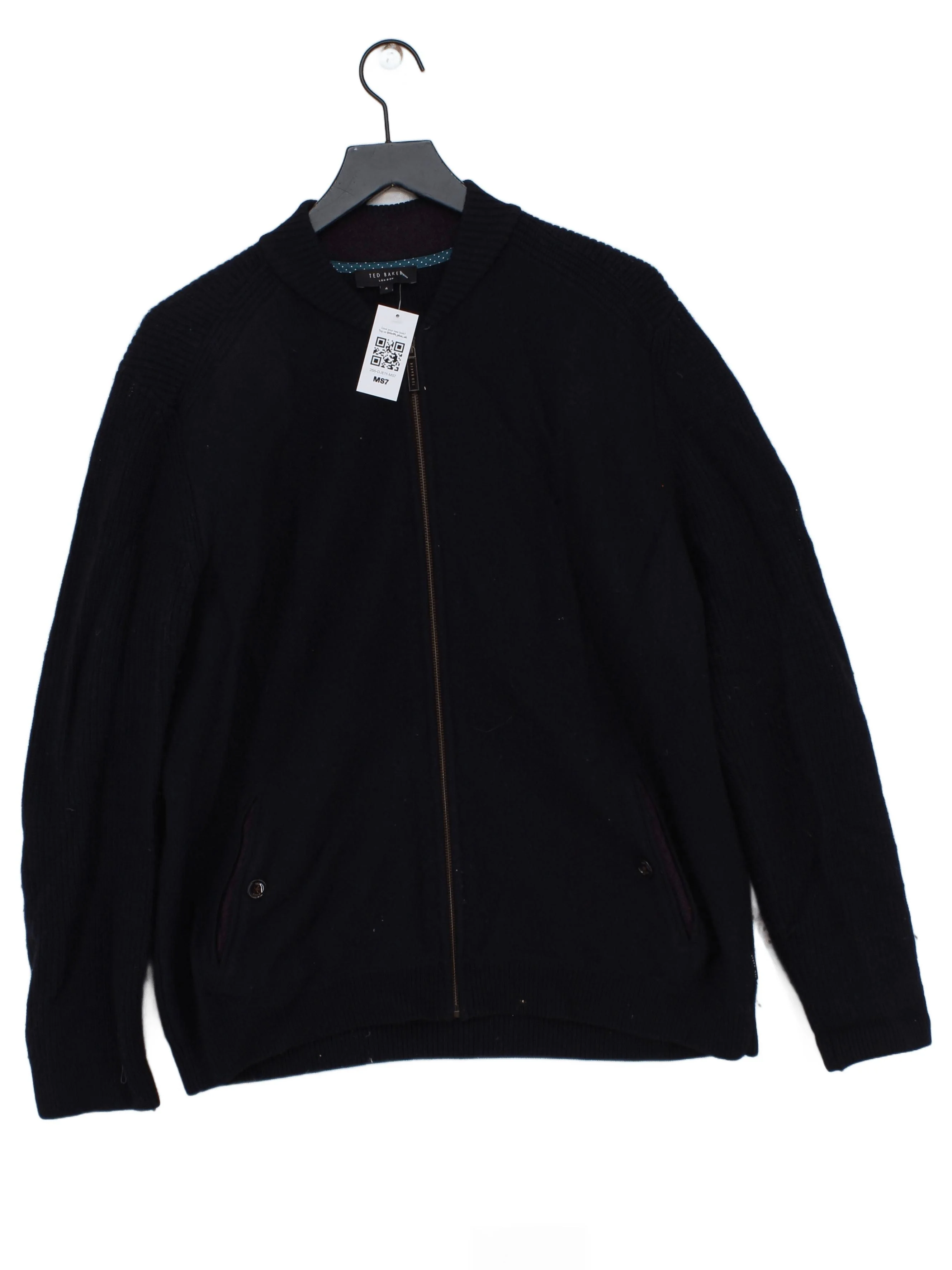 Ted Baker Men's Cardigan XXL Blue 100% Wool Collared Cardigan