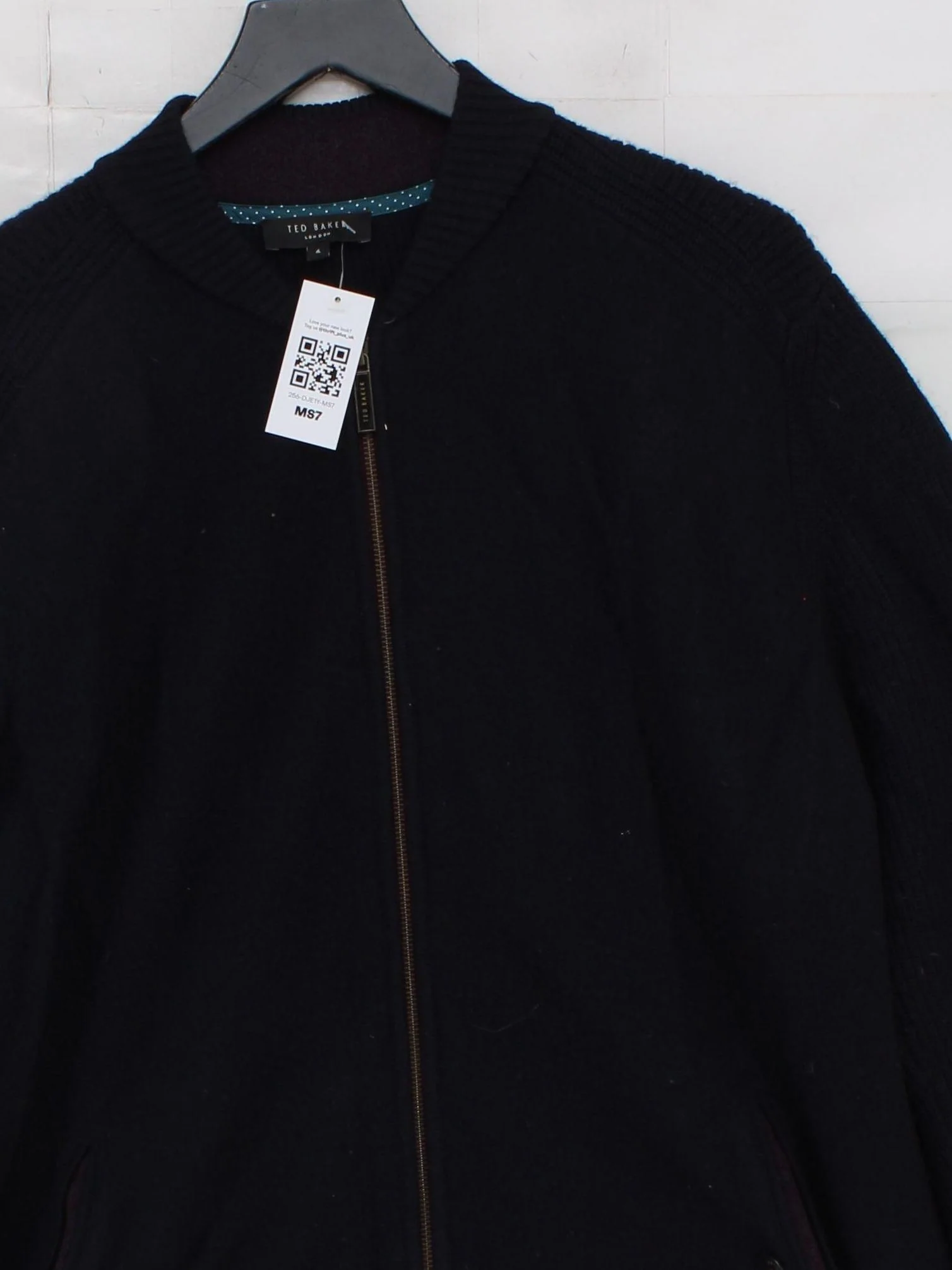 Ted Baker Men's Cardigan XXL Blue 100% Wool Collared Cardigan - Image 3