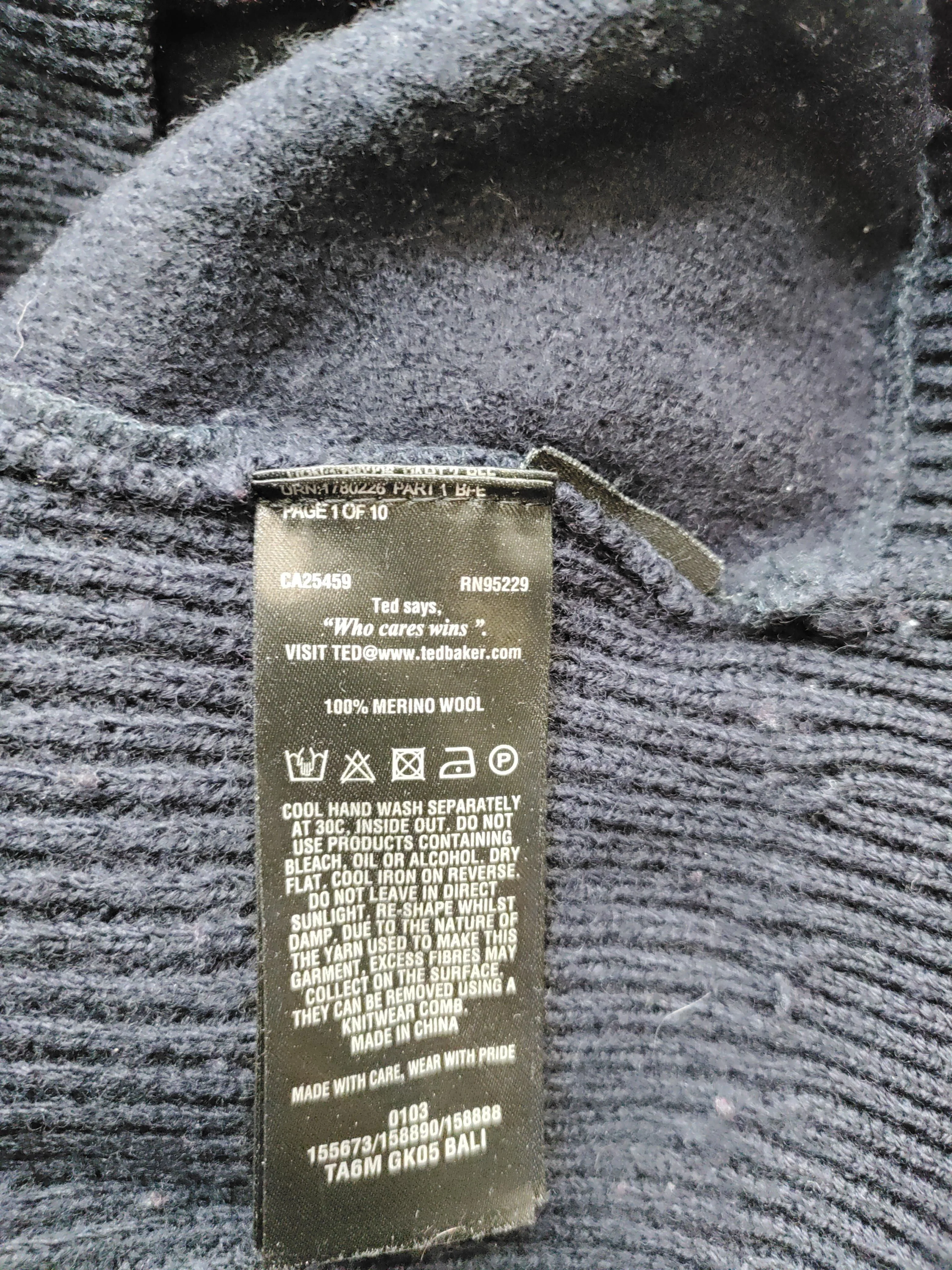 Ted Baker Men's Cardigan XXL Blue 100% Wool Collared Cardigan - Image 7