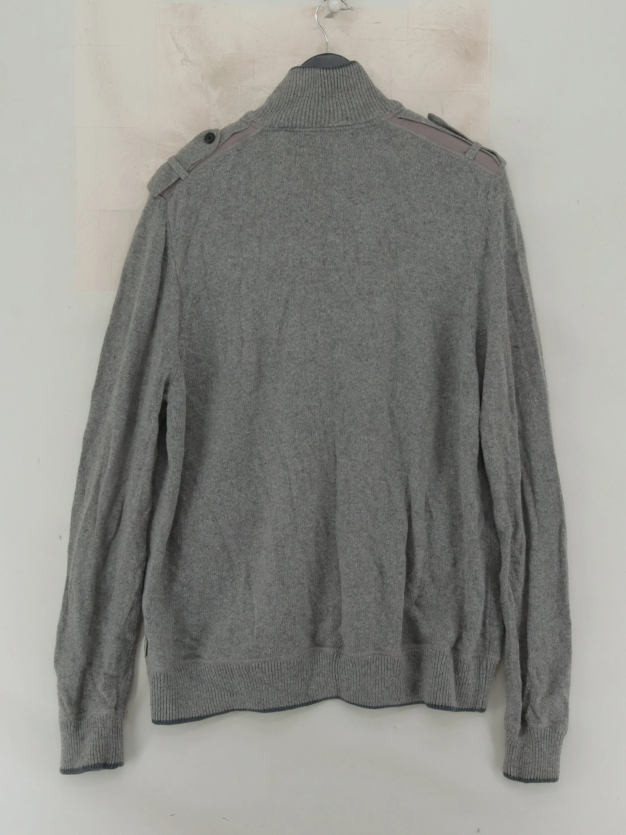 Ted Baker Men's Cardigan XXXL Grey Cotton with Wool, Nylon Collared Cardigan - Image 2