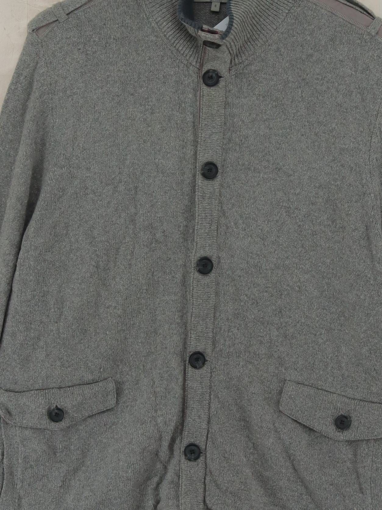 Ted Baker Men's Cardigan XXXL Grey Cotton with Wool, Nylon Collared Cardigan - Image 3