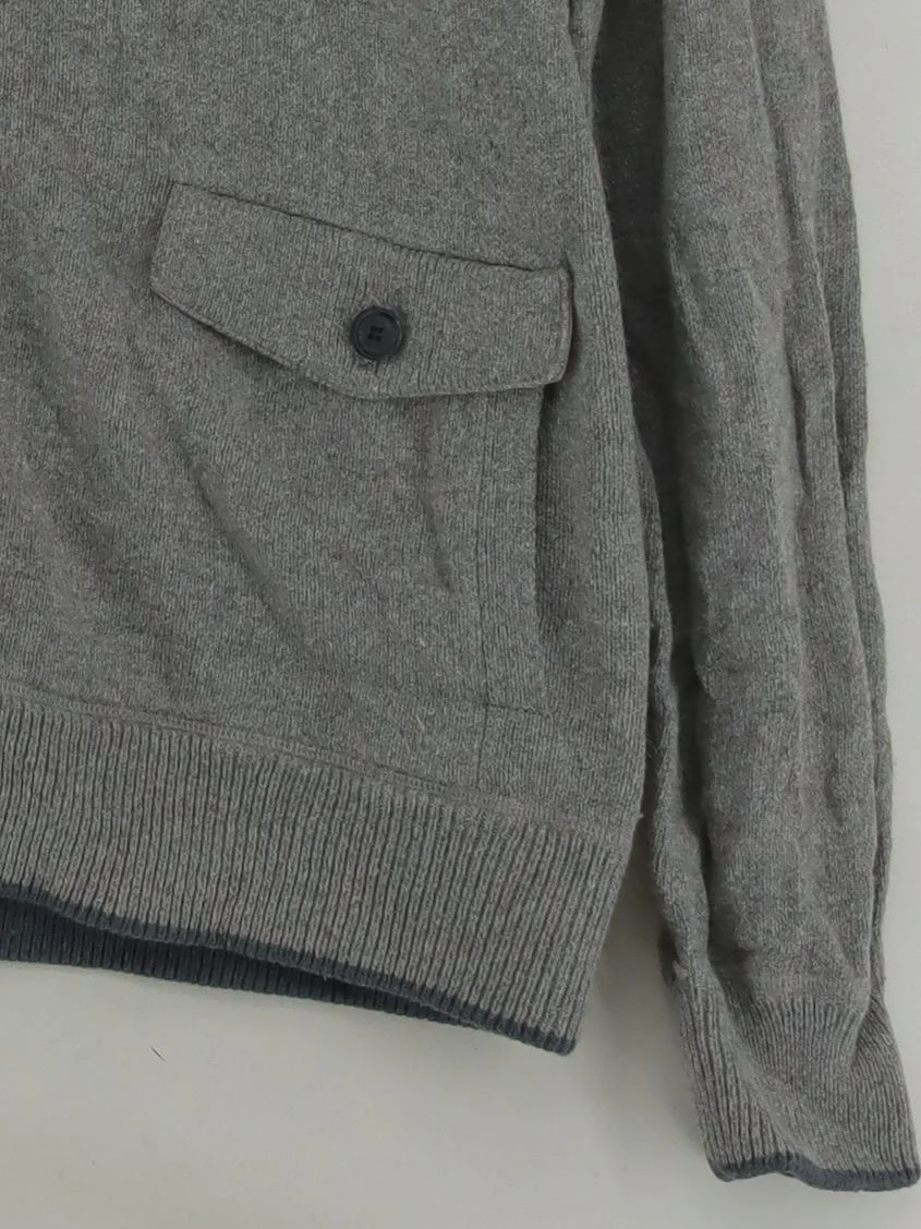 Ted Baker Men's Cardigan XXXL Grey Cotton with Wool, Nylon Collared Cardigan - Image 4