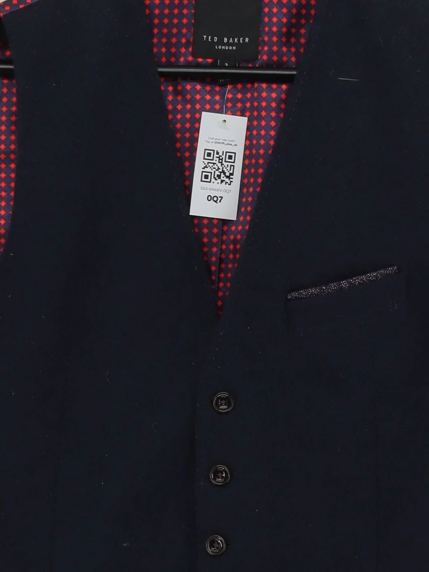 Ted Baker Men's Coat M Blue Geometric Wool with Polyester Overcoat - Image 3