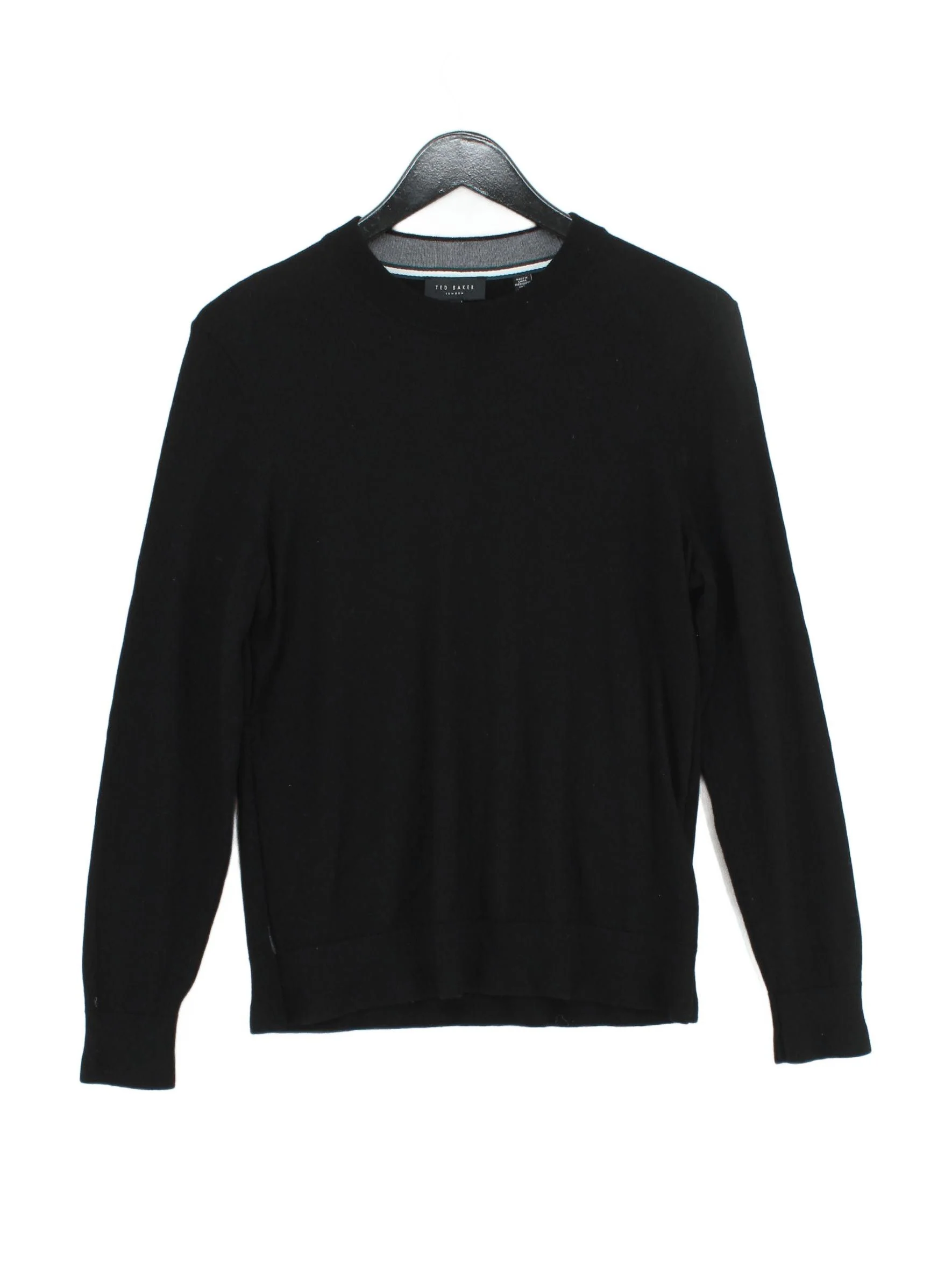 Ted Baker Men's Jumper L Black 100% Wool Crew Neck Pullover