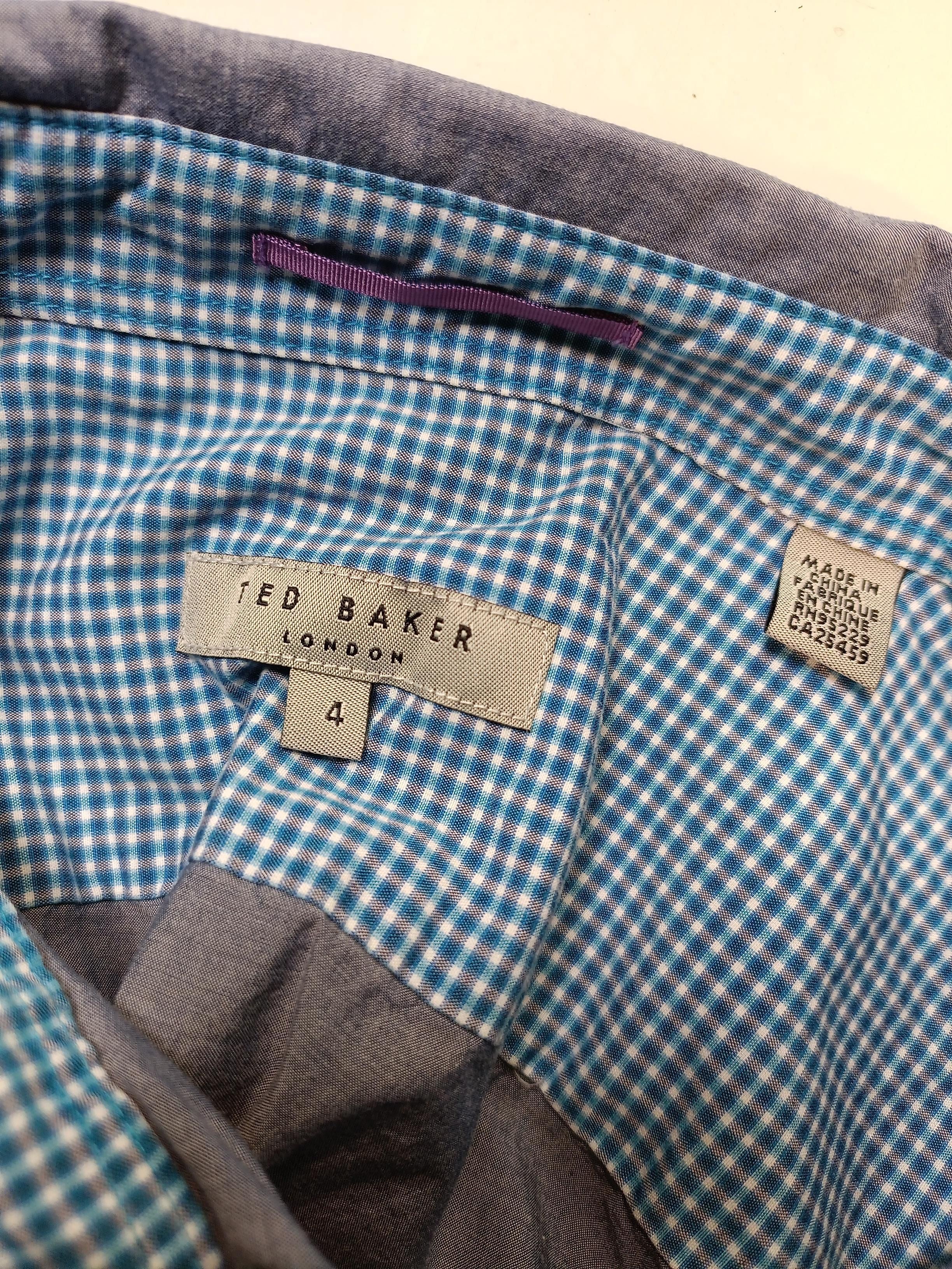 Ted Baker Men's Shirt L Blue Checkered 100% Cotton Basic - Image 5