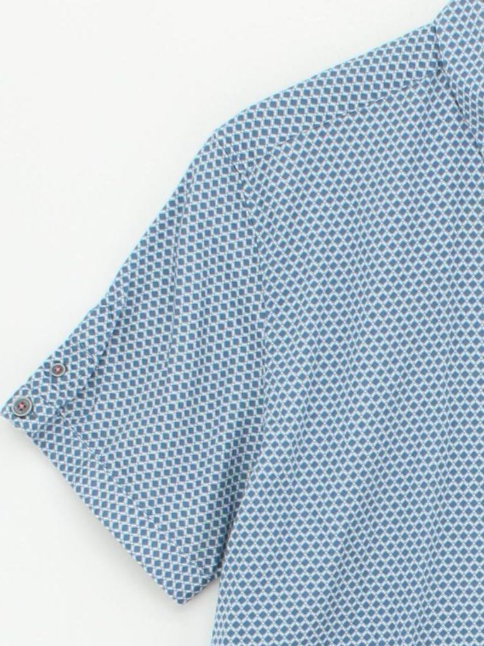 Ted Baker Men's Shirt L Blue Geometric 100% Cotton Basic - Image 4