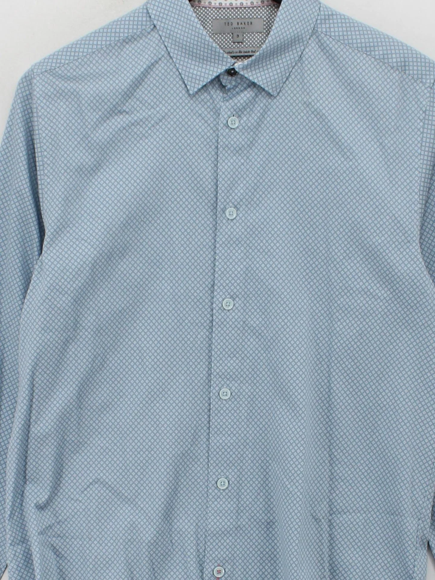 Ted Baker Men's Shirt L Blue Geometric Cotton with Elastane Basic - Image 3